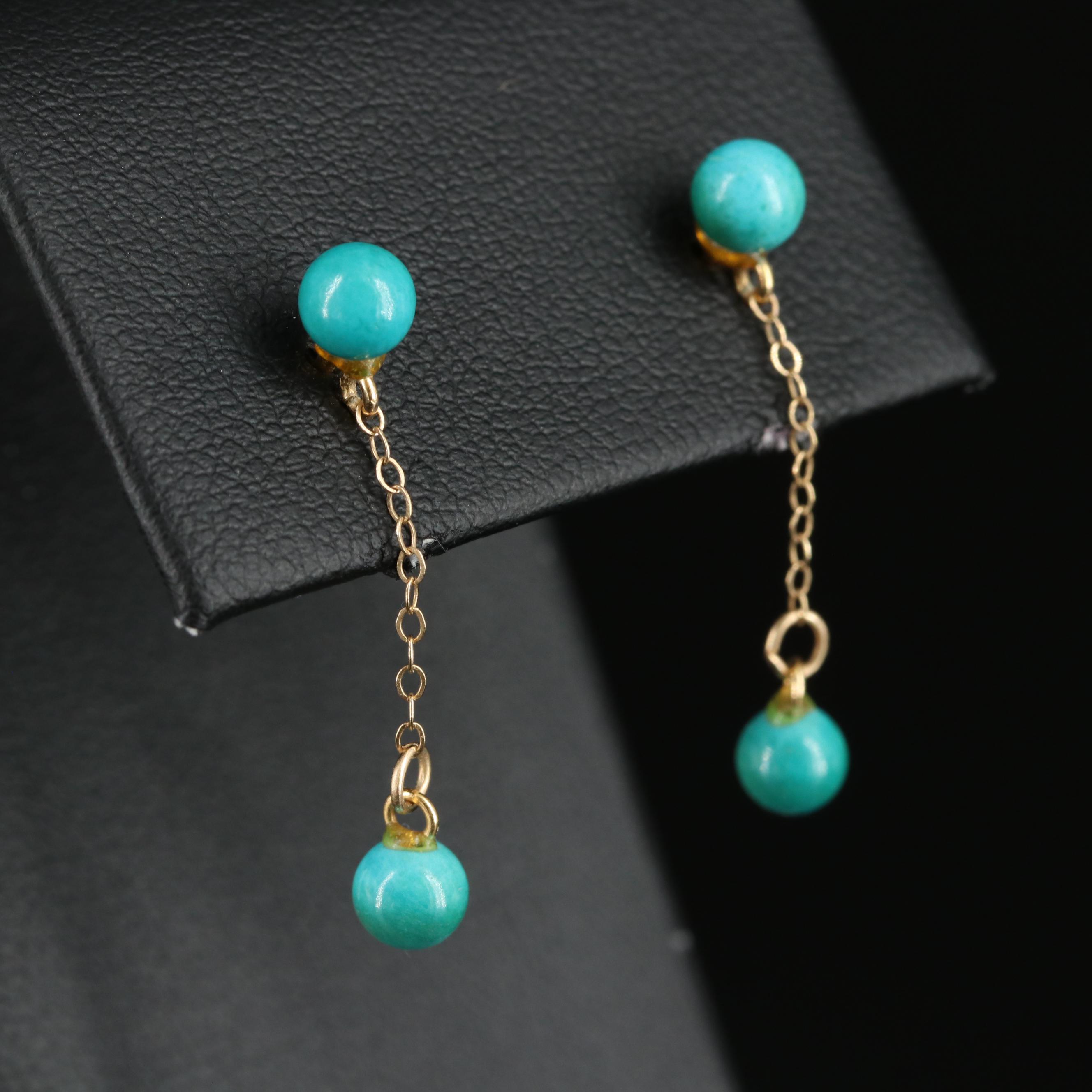 14K Turquoise Drop Earrings
