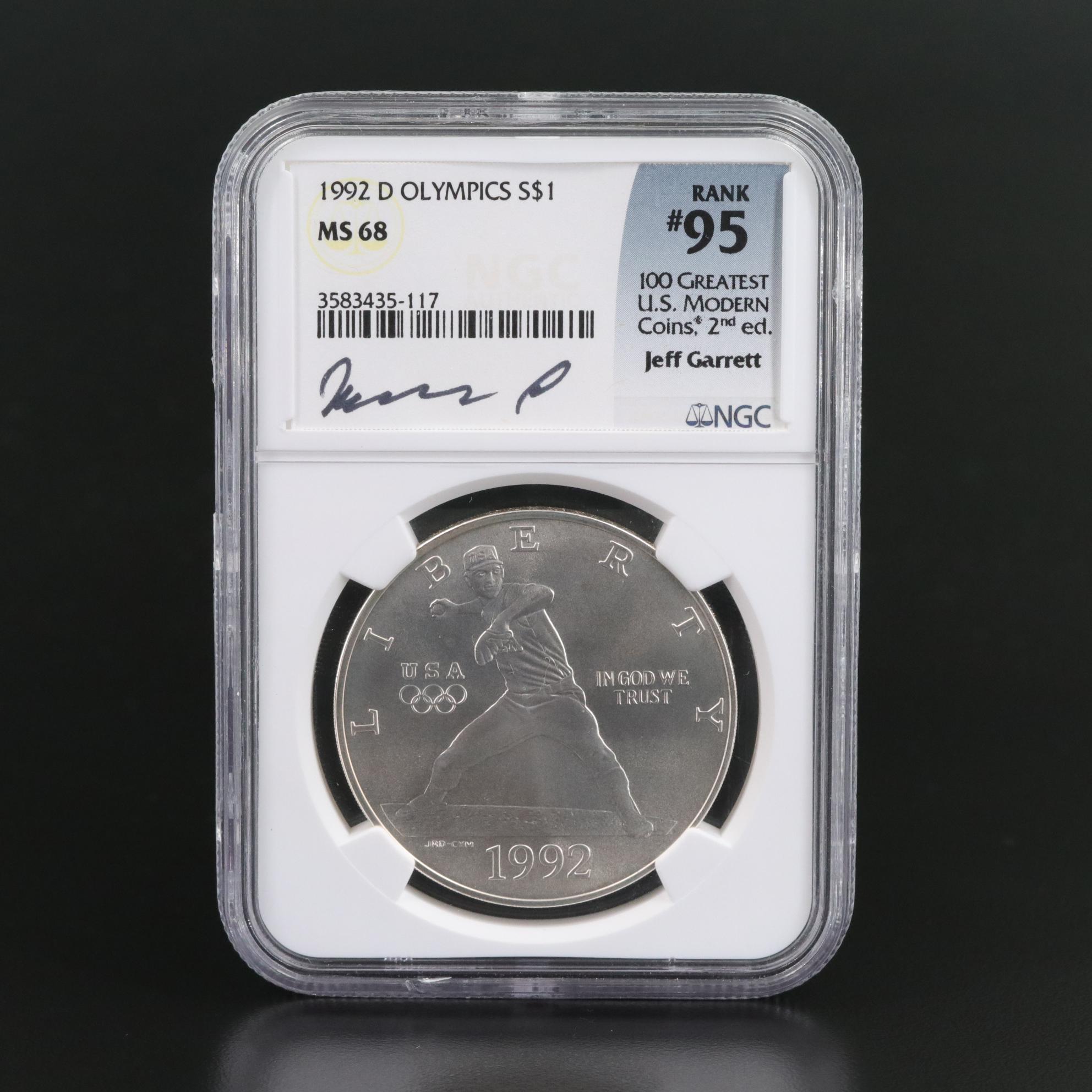 NGC Graded MS68 1992-D Olympics Commemorative (Baseball) Silver Dollar
