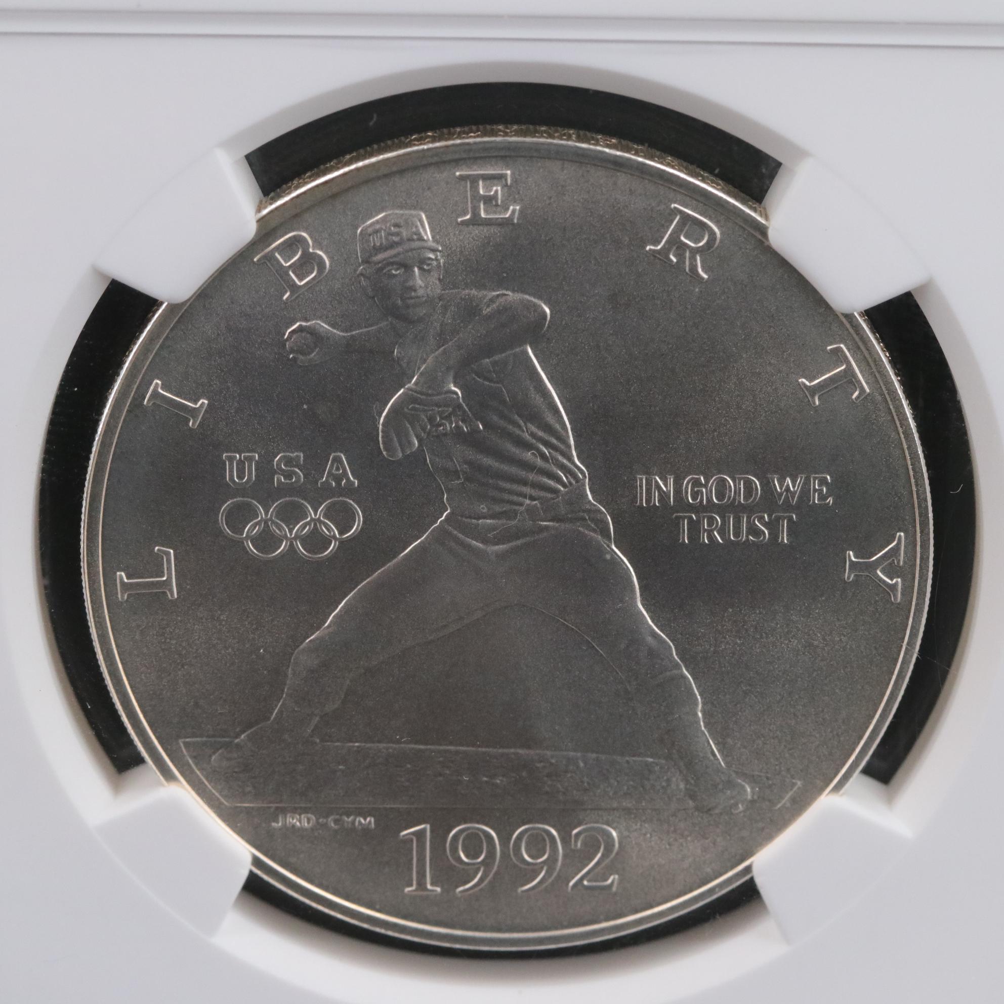 NGC Graded MS68 1992-D Olympics Commemorative (Baseball) Silver Dollar