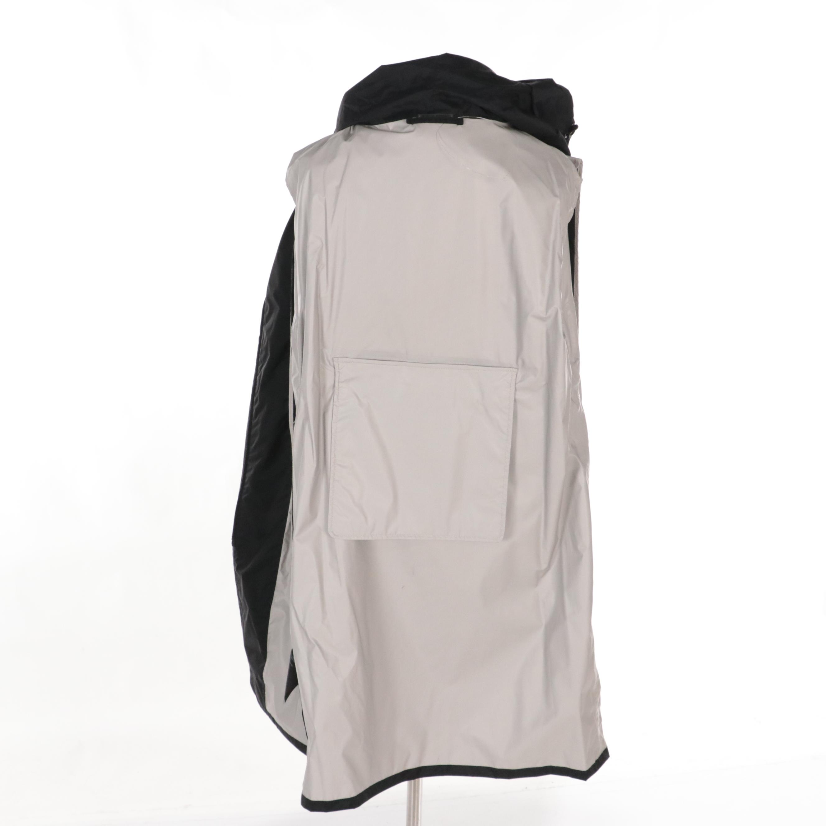 Prada Belted Black Nylon Hooded Rain Jacket, With Tags