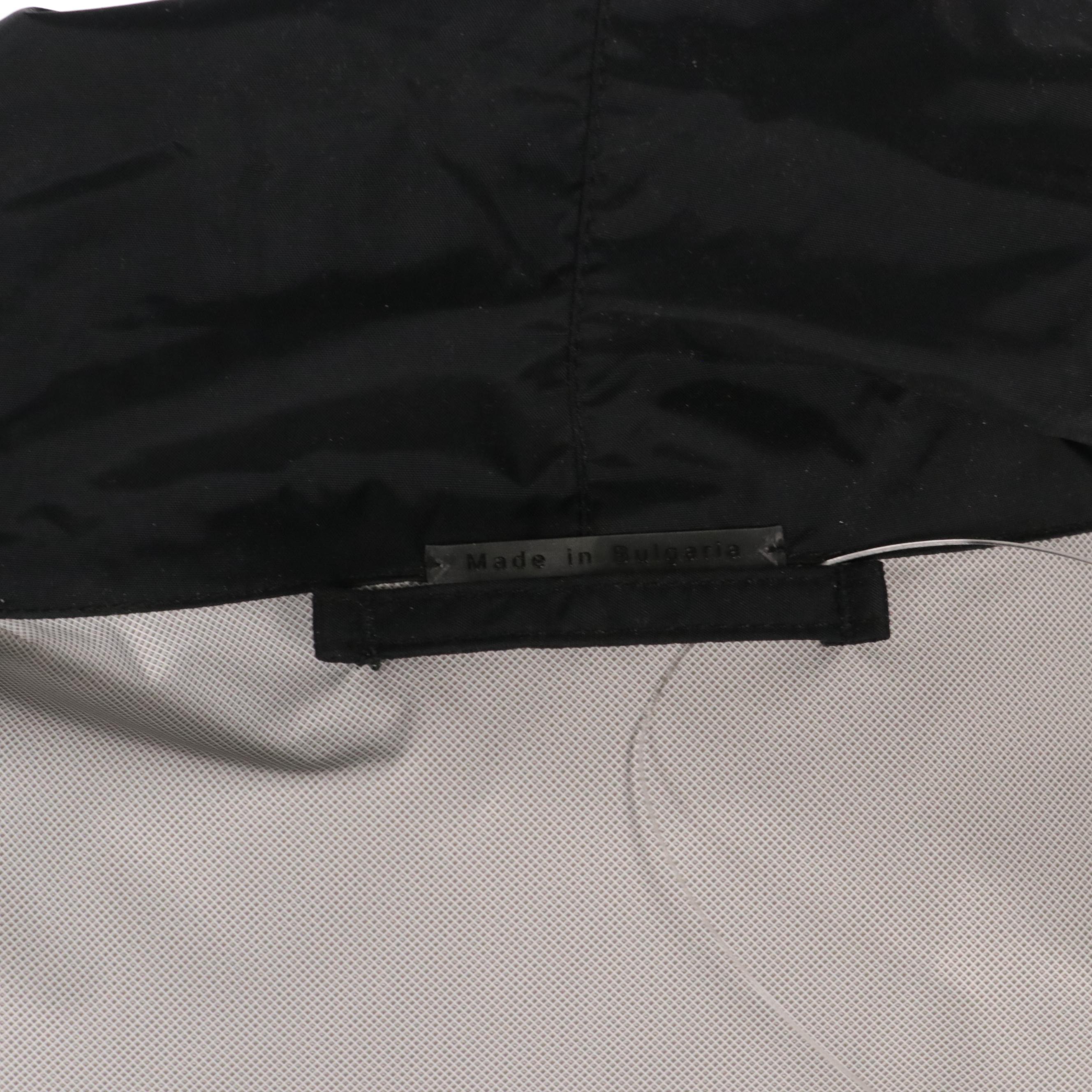 Prada Belted Black Nylon Hooded Rain Jacket, With Tags