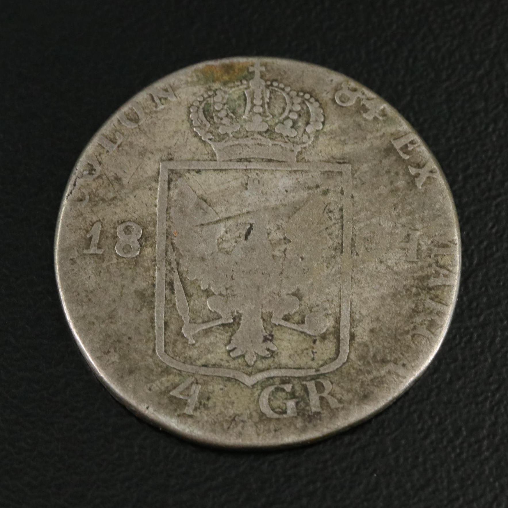 Group of Four Silver and One Copper World Coins