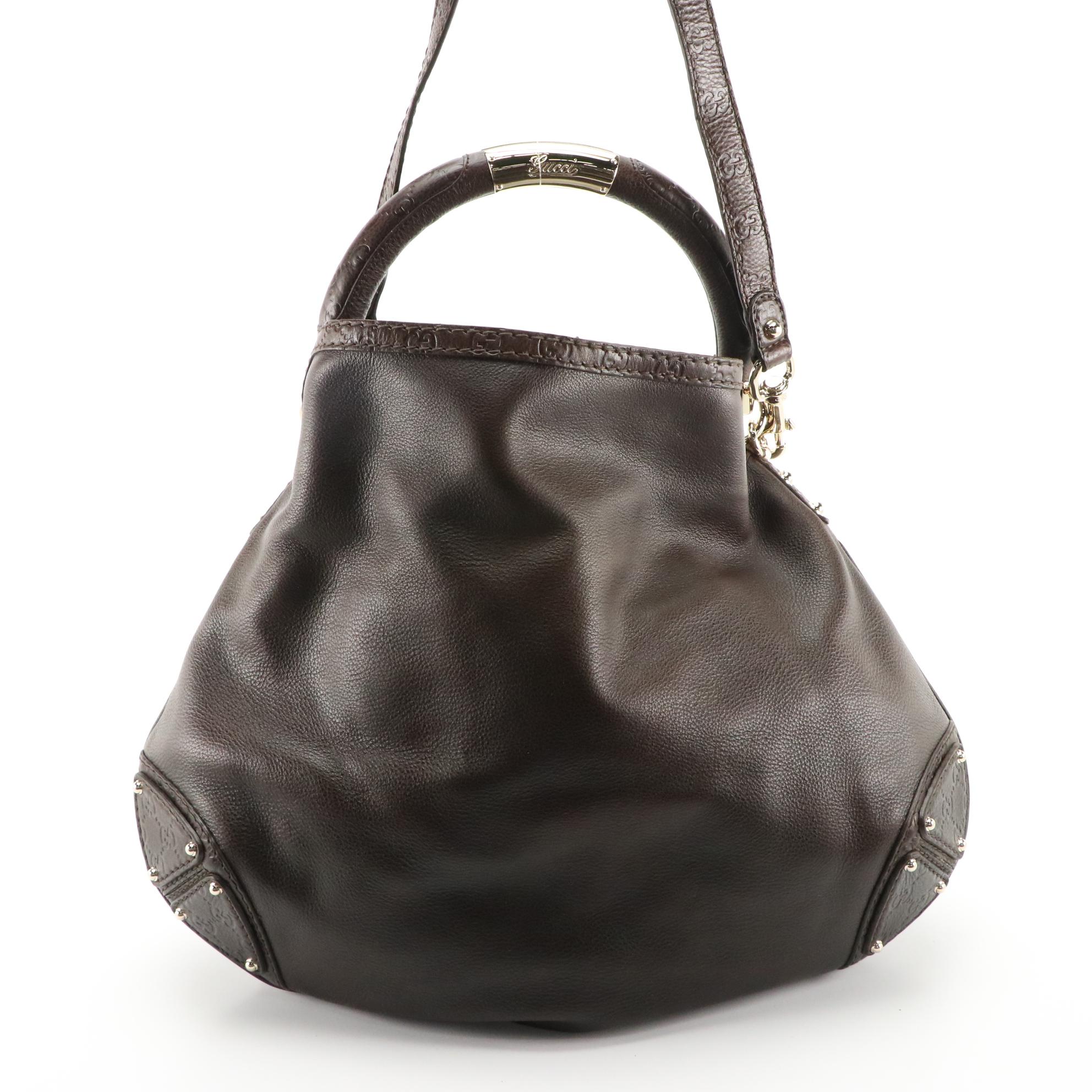 Gucci Indy Bag in Brown Grain and Guccissima Leather with Bamboo Tassels