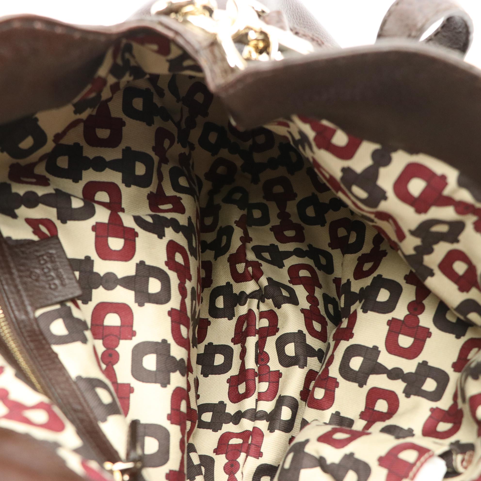 Gucci Indy Bag in Brown Grain and Guccissima Leather with Bamboo Tassels