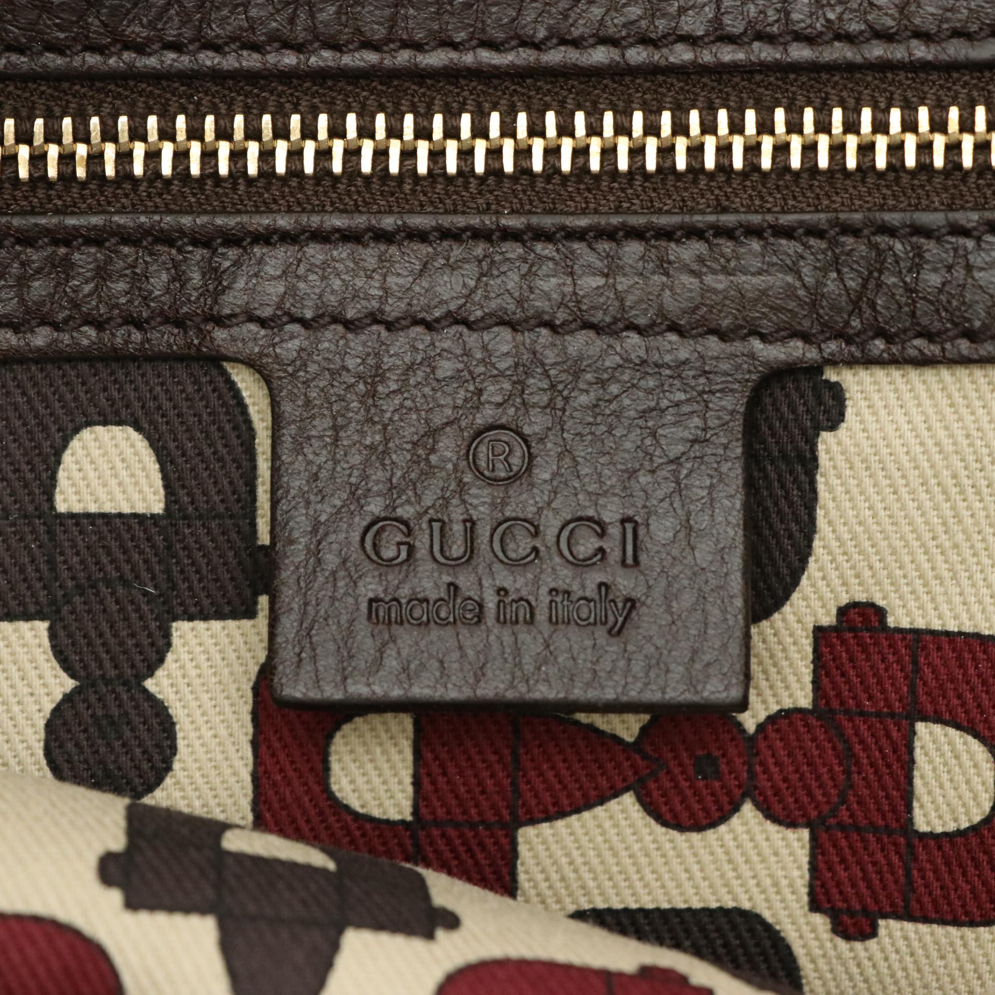 Gucci Indy Bag in Brown Grain and Guccissima Leather with Bamboo Tassels