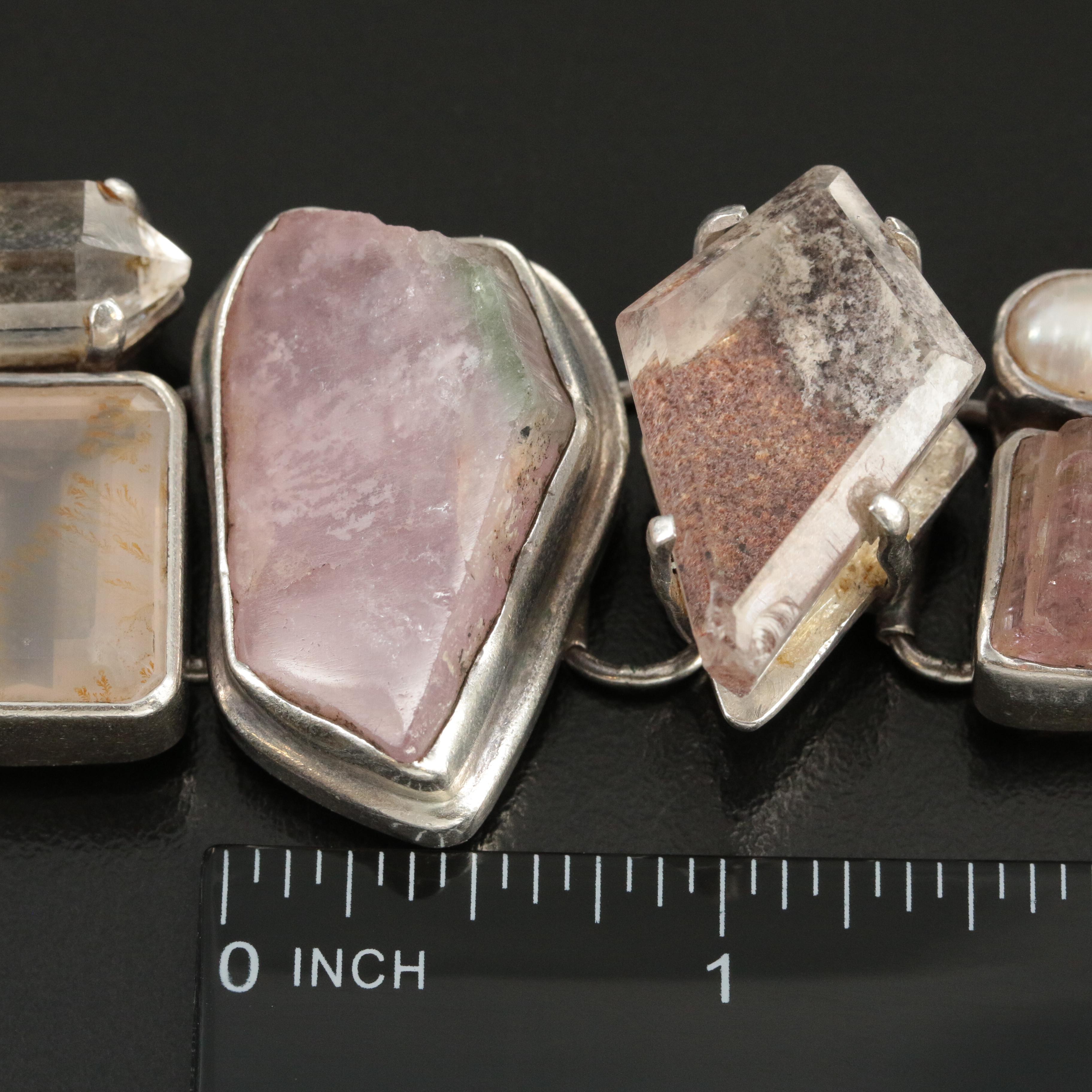 Starborn Creations Sterling Pearl, Rose Quartz and Gemstone Bracelet