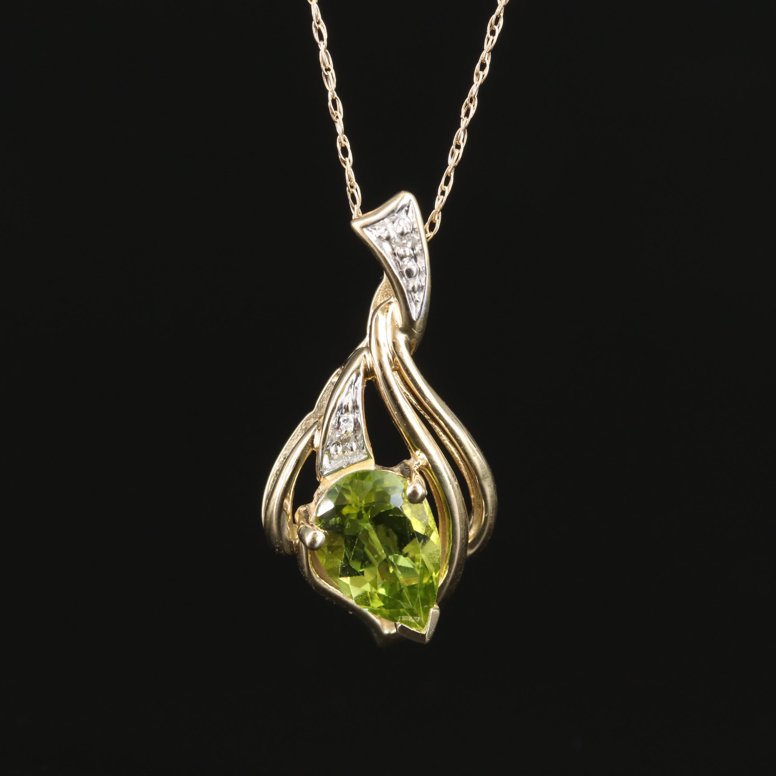 14K Peridot and Diamond Necklace
