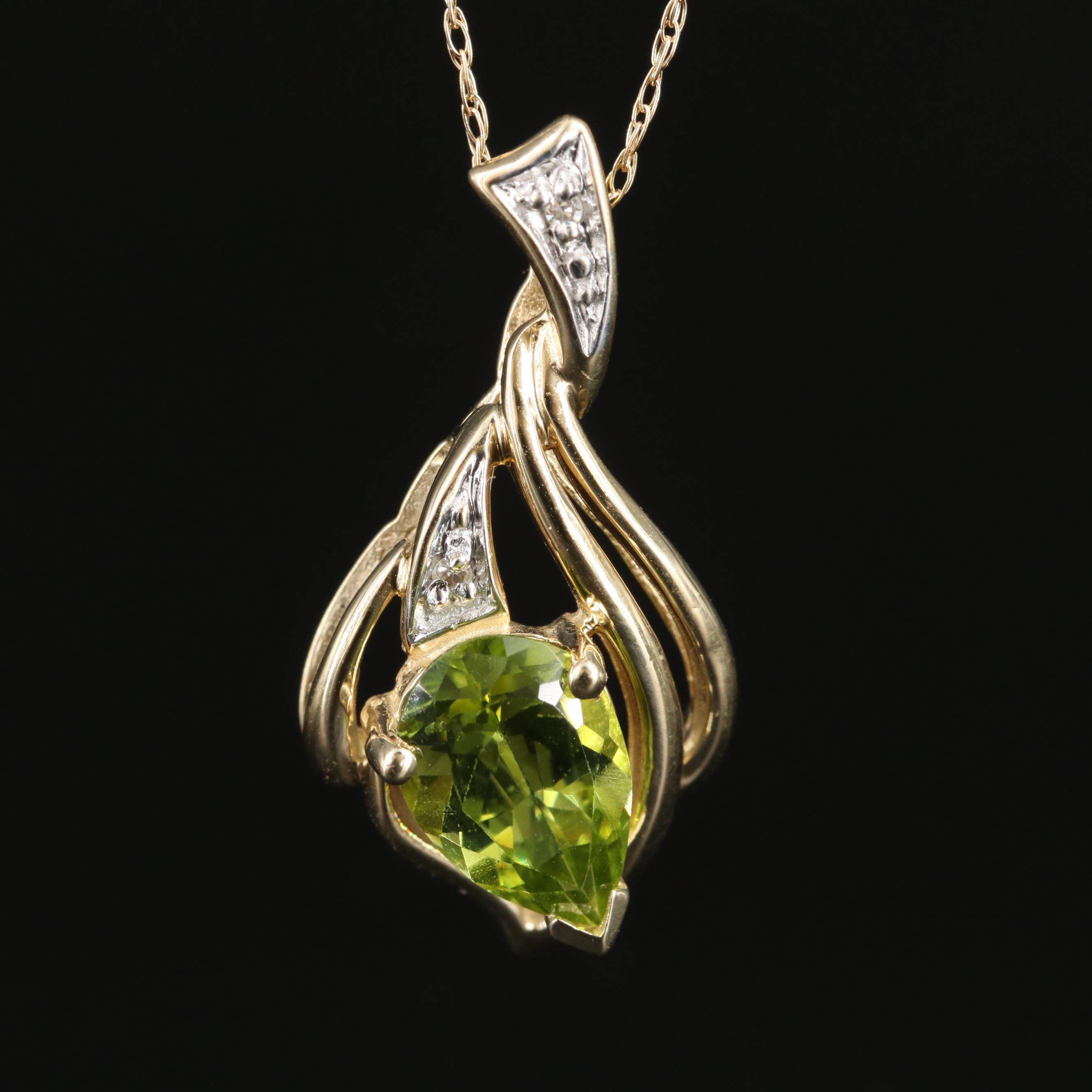 14K Peridot and Diamond Necklace