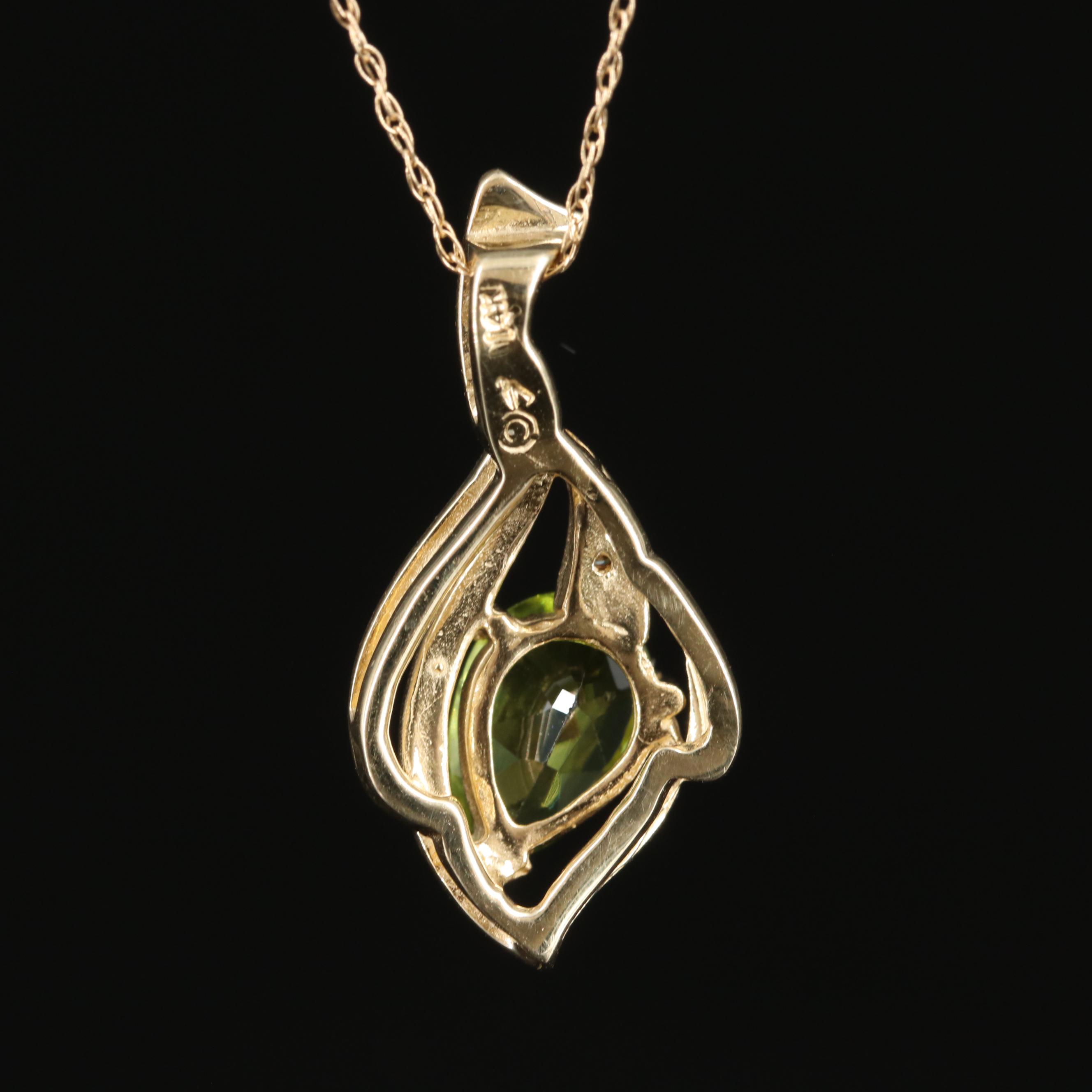 14K Peridot and Diamond Necklace
