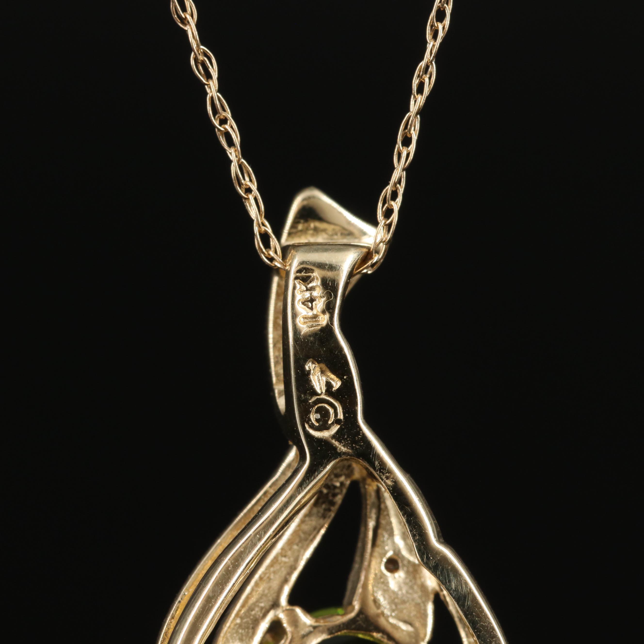 14K Peridot and Diamond Necklace