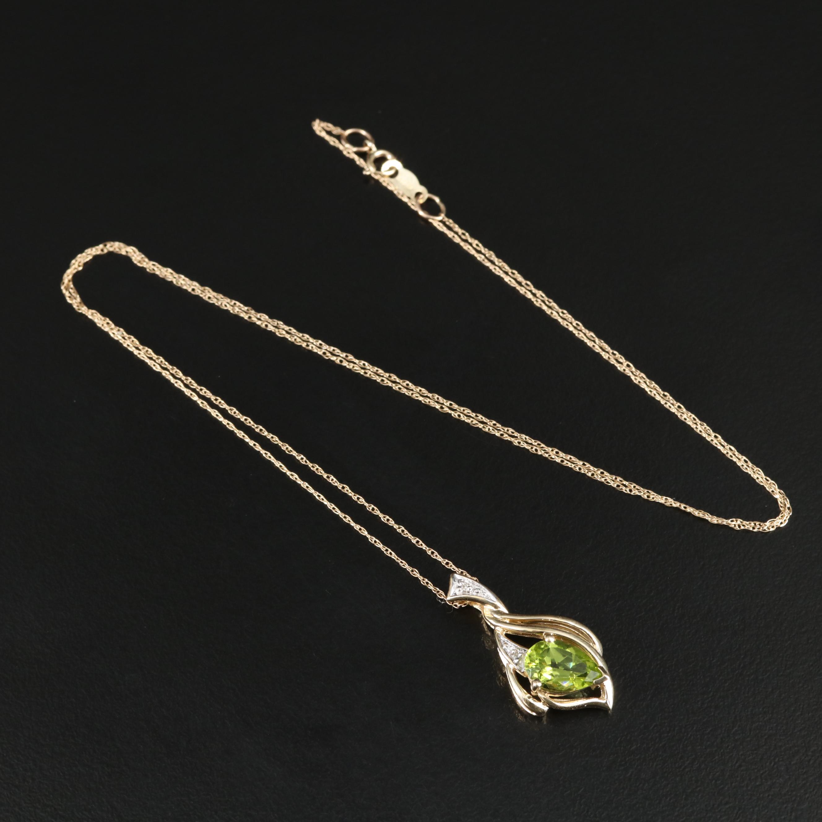 14K Peridot and Diamond Necklace