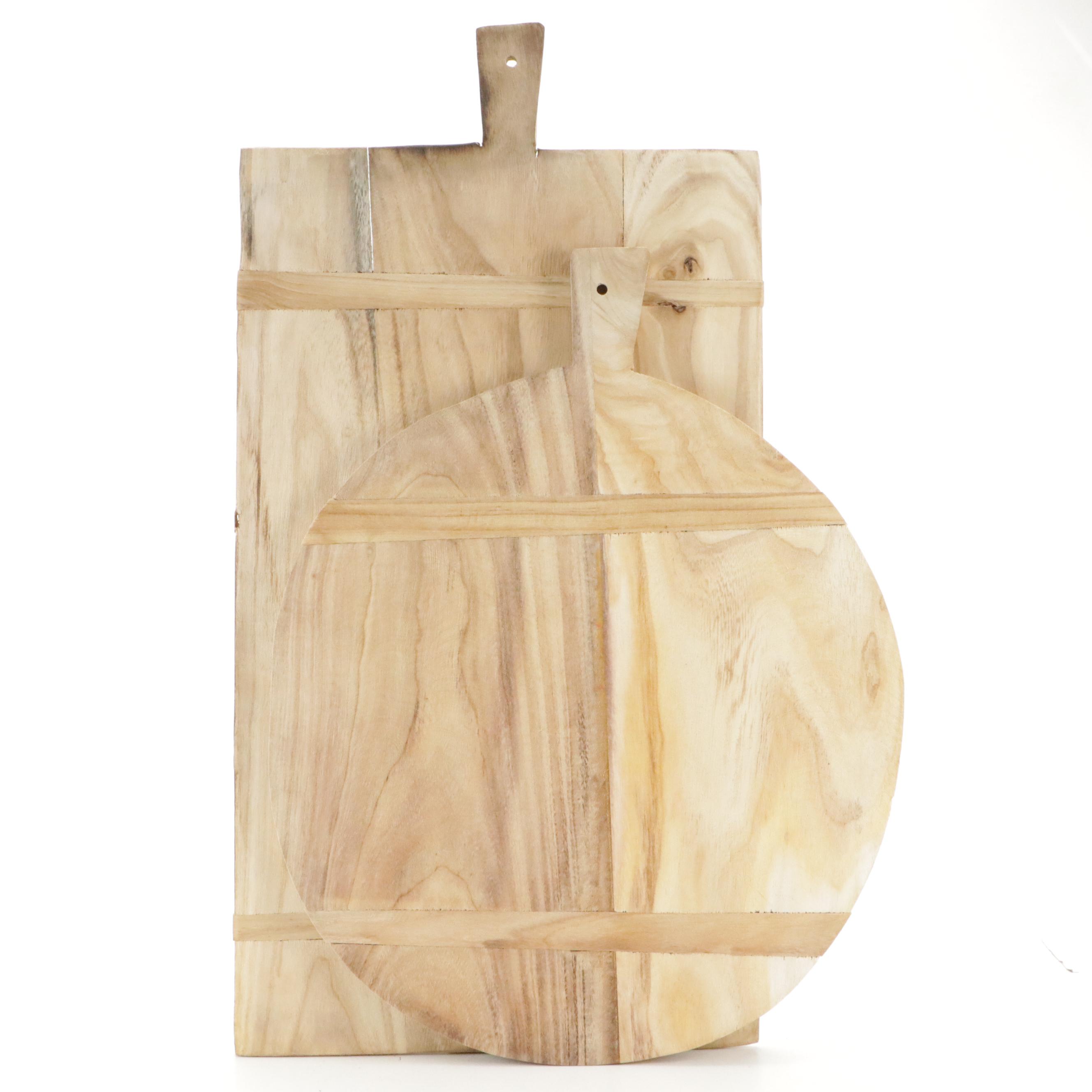 Rectangular and Round Wooden Bread Boards