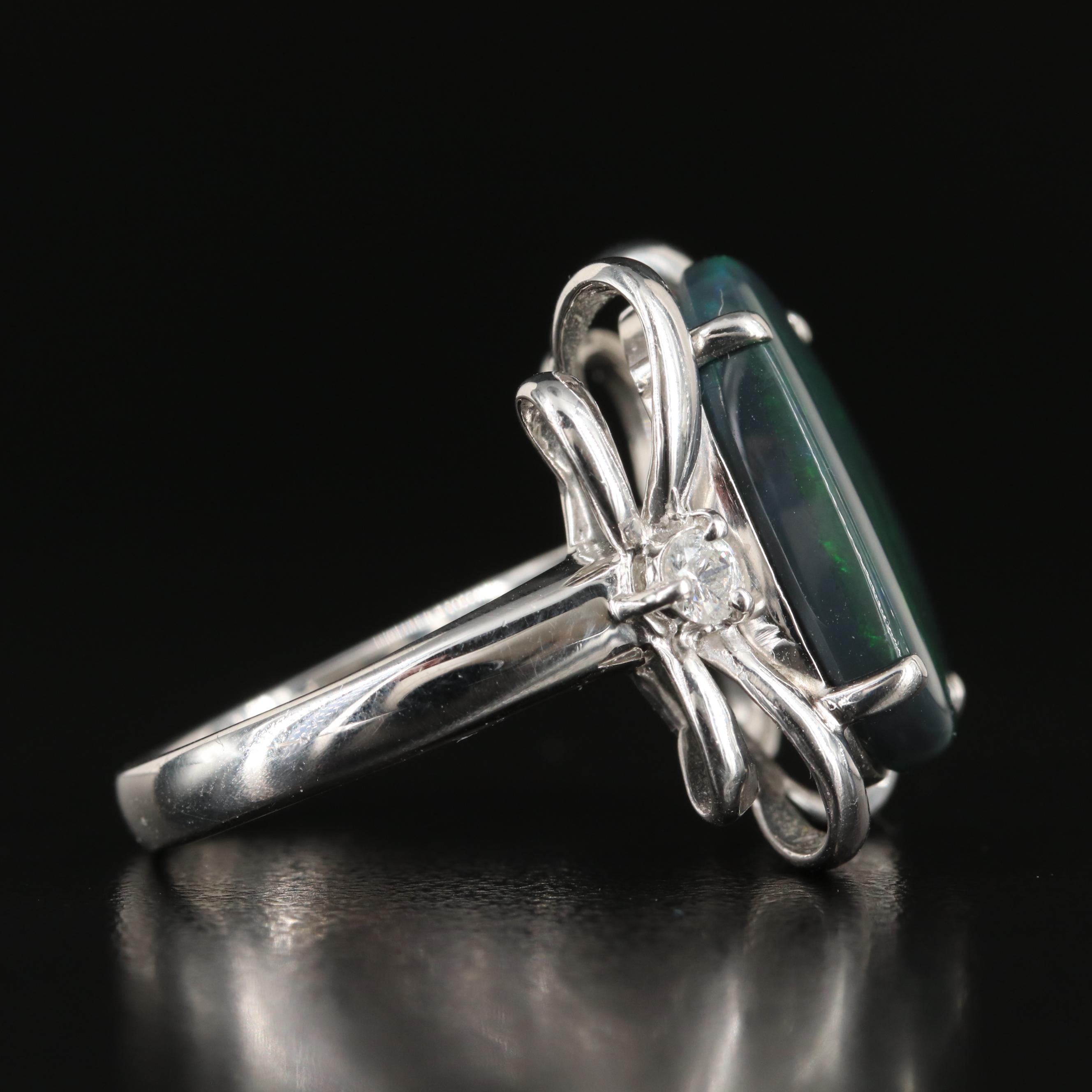 Platinum Black Opal and Diamond Ring