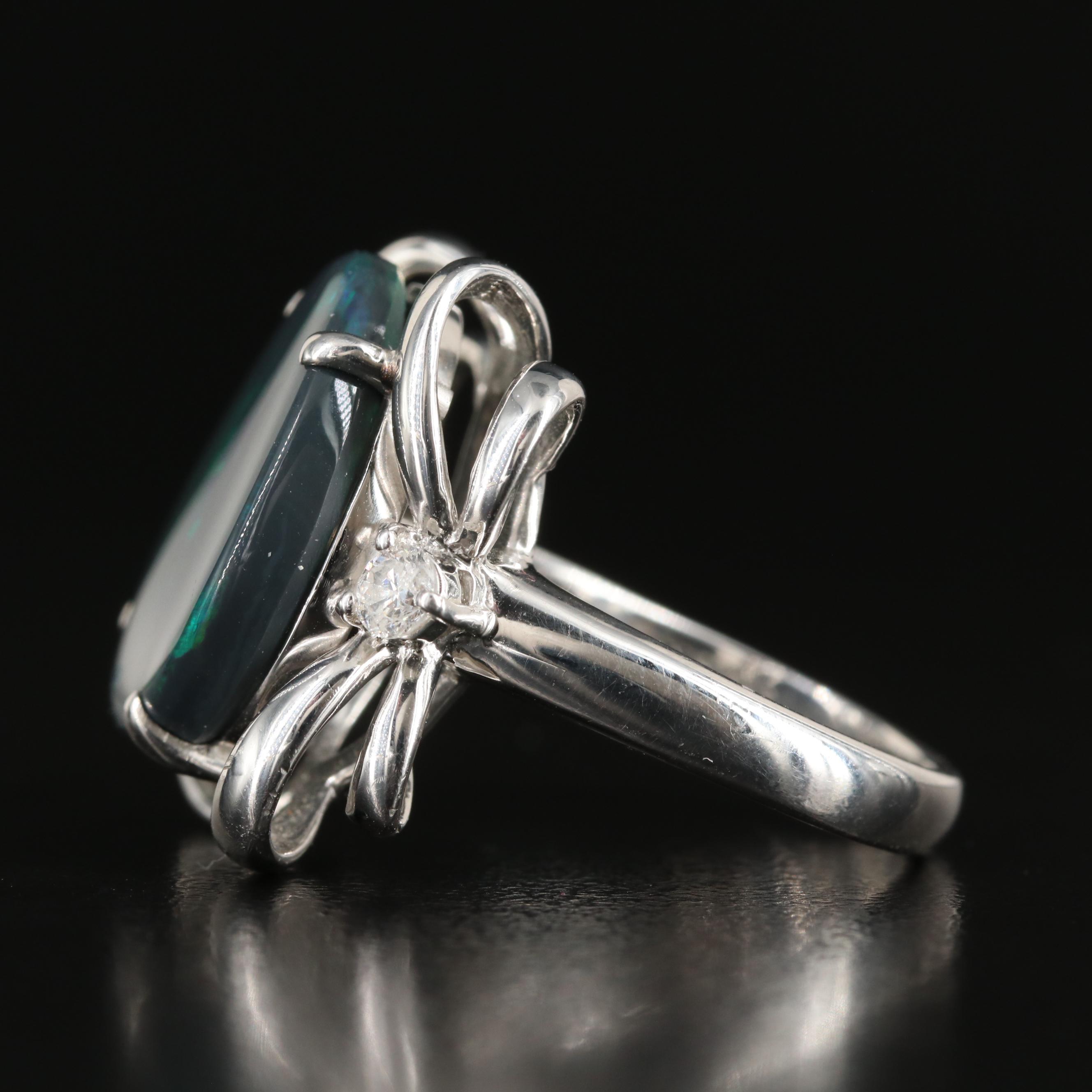 Platinum Black Opal and Diamond Ring