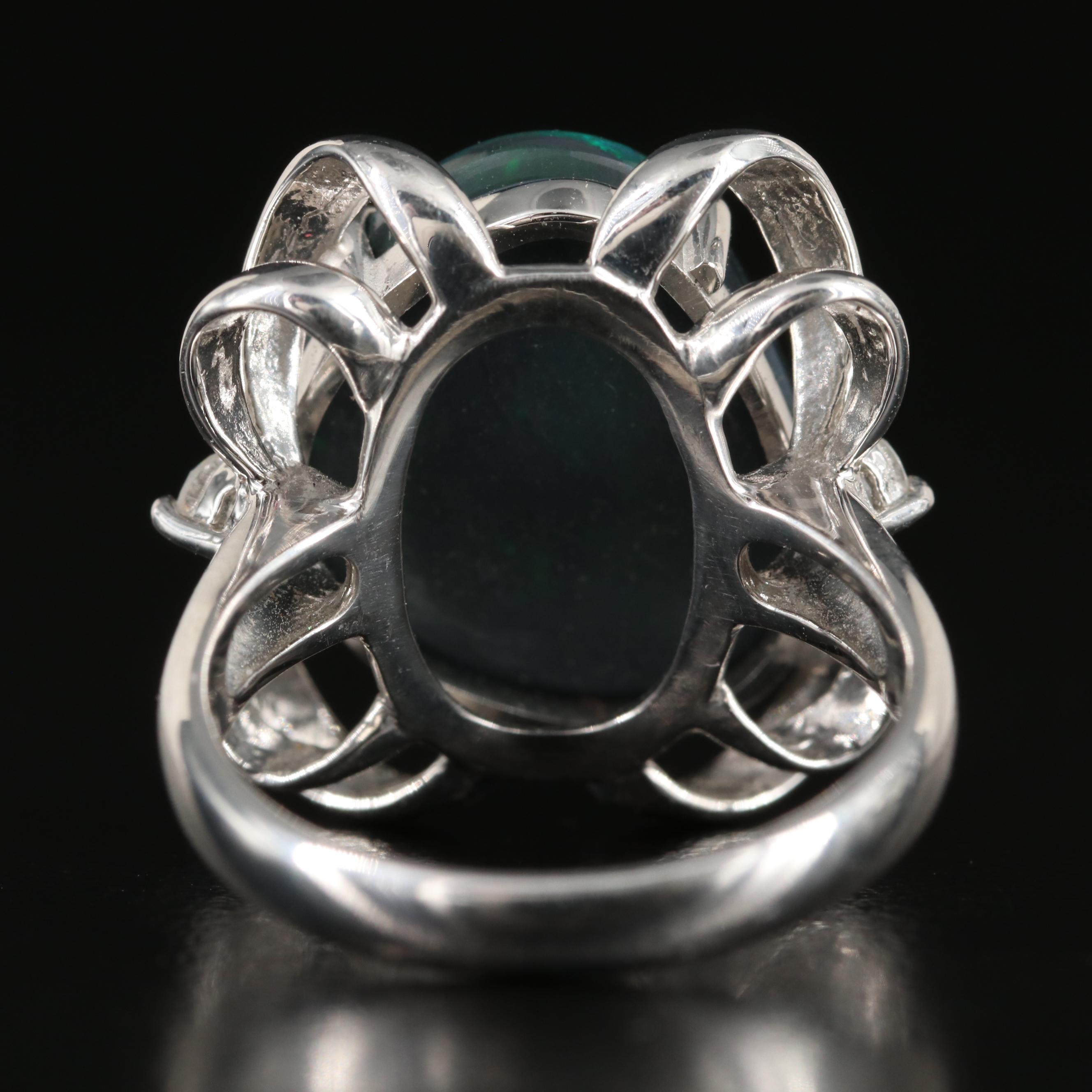 Platinum Black Opal and Diamond Ring