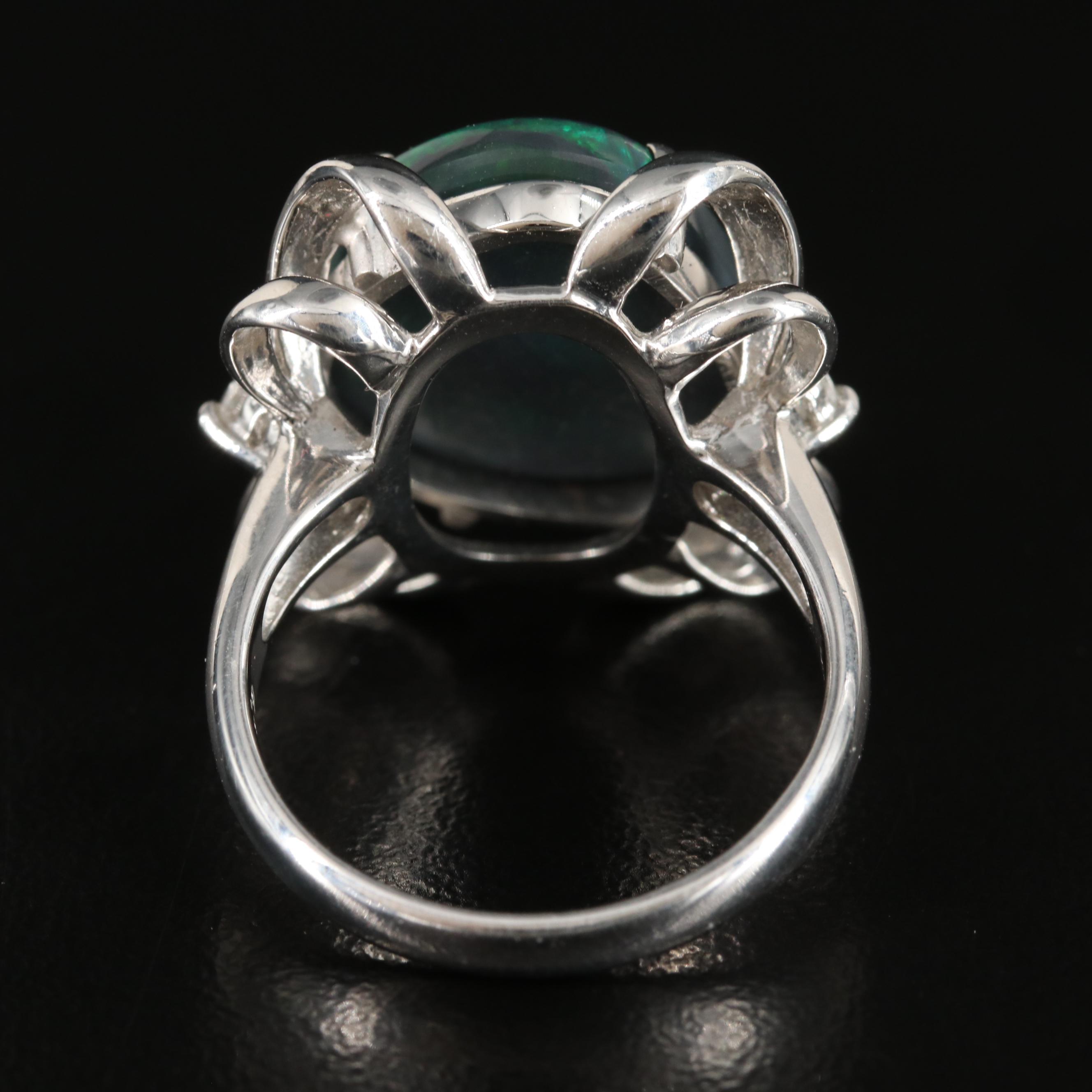 Platinum Black Opal and Diamond Ring