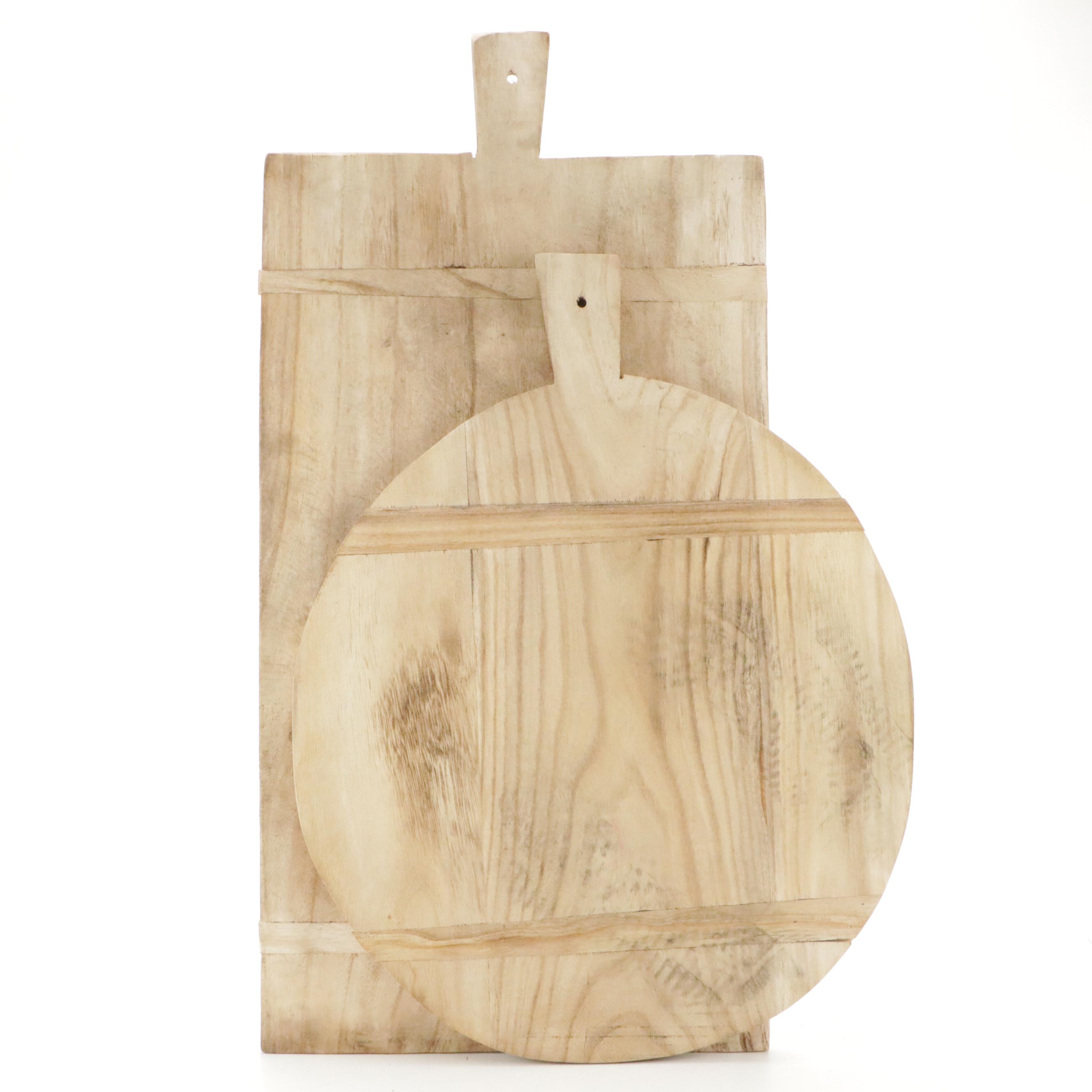 Rectangular and Round Wooden Bread Boards