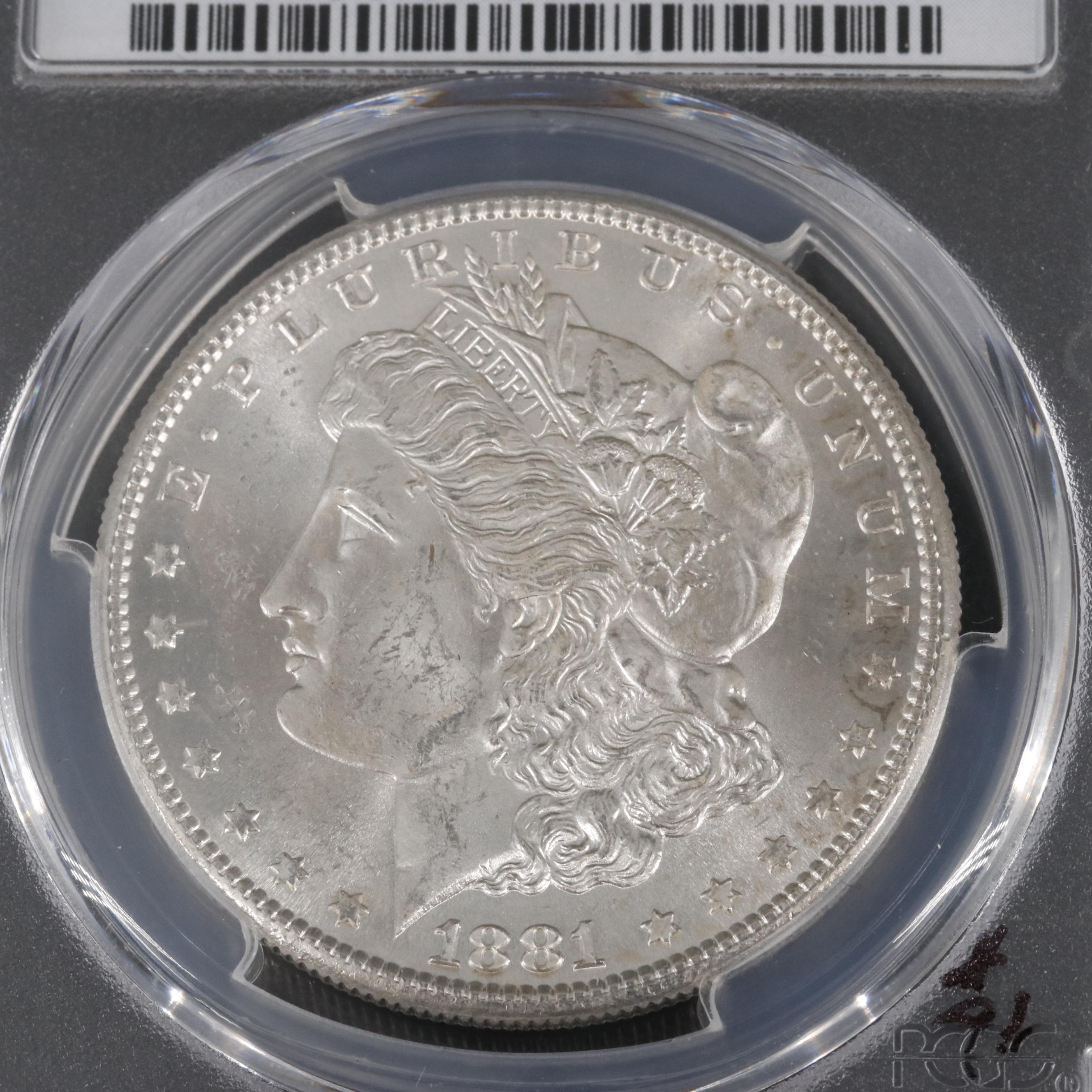 Group of Two PCGS Graded Morgan Silver Dollars Including an MS64 1880-S