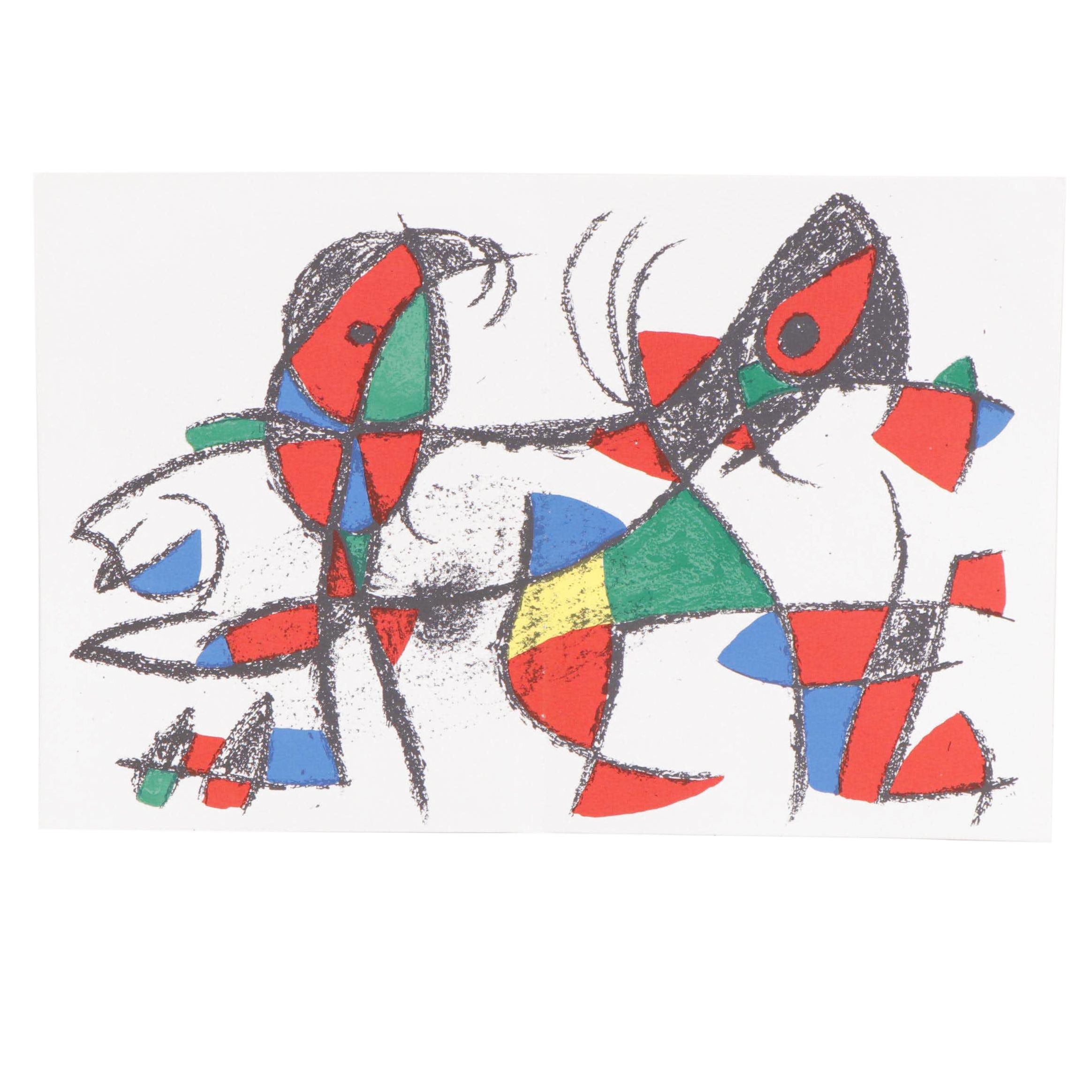 Joan Miró Abstract Surreal Color Lithograph, 1975