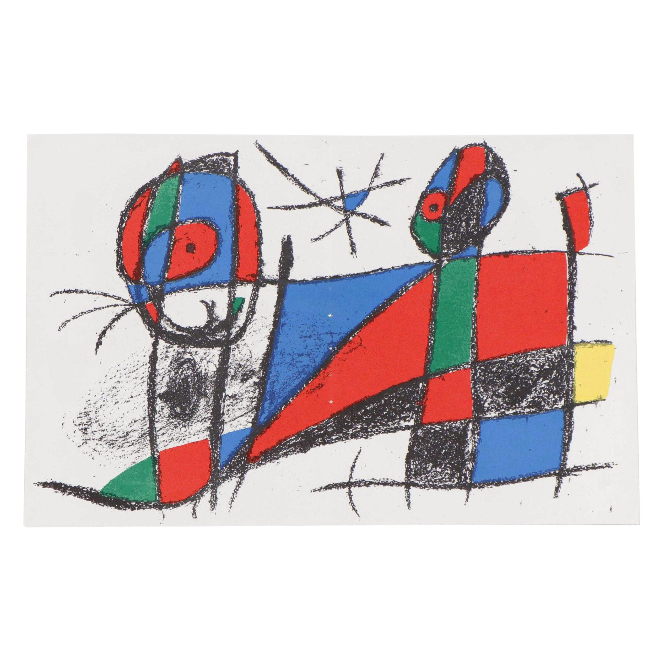 Joan Miró Abstract Surreal Color Lithograph, 1975