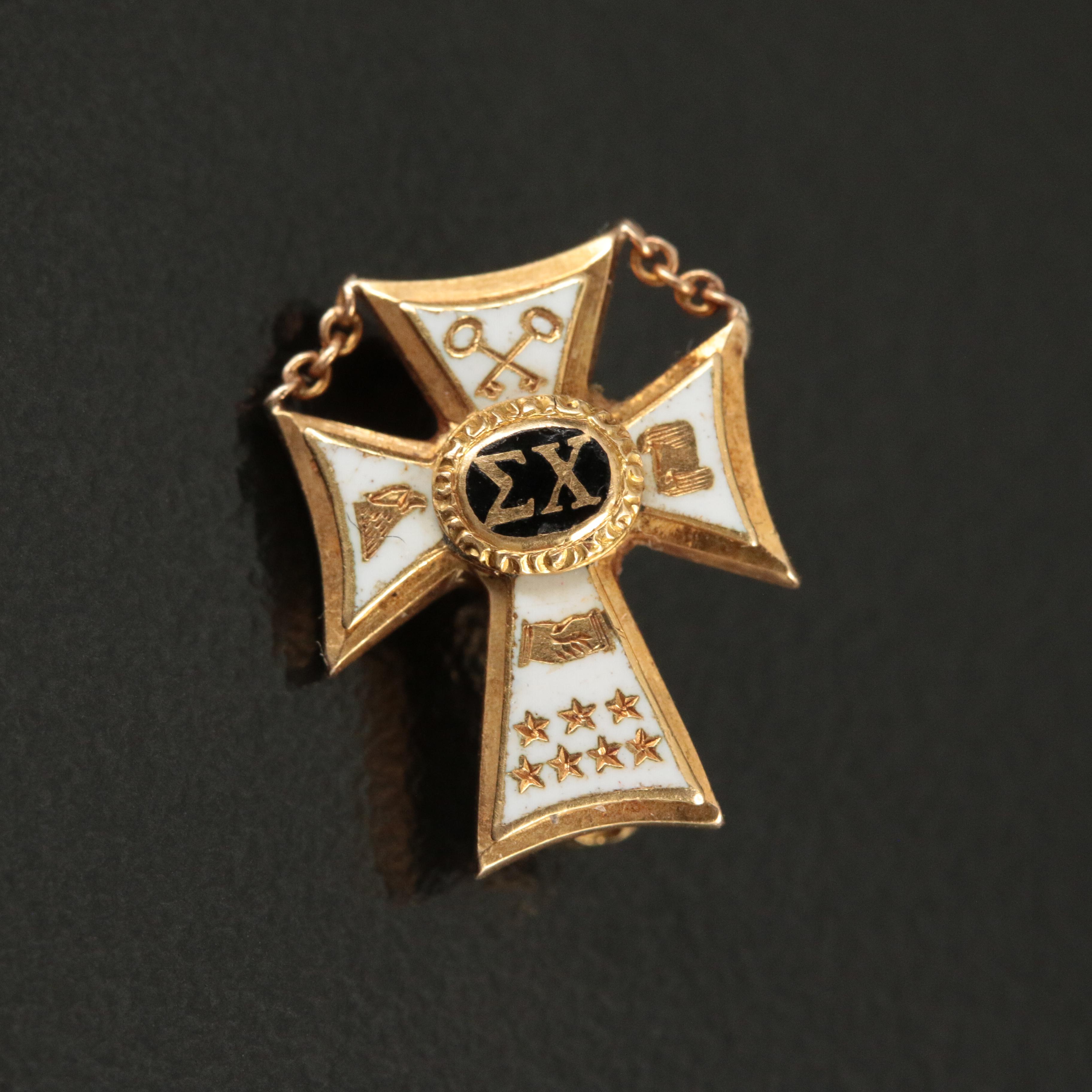 Tiffany & Co. 18K and Enamel Sigma Chi Fraternity Pin
