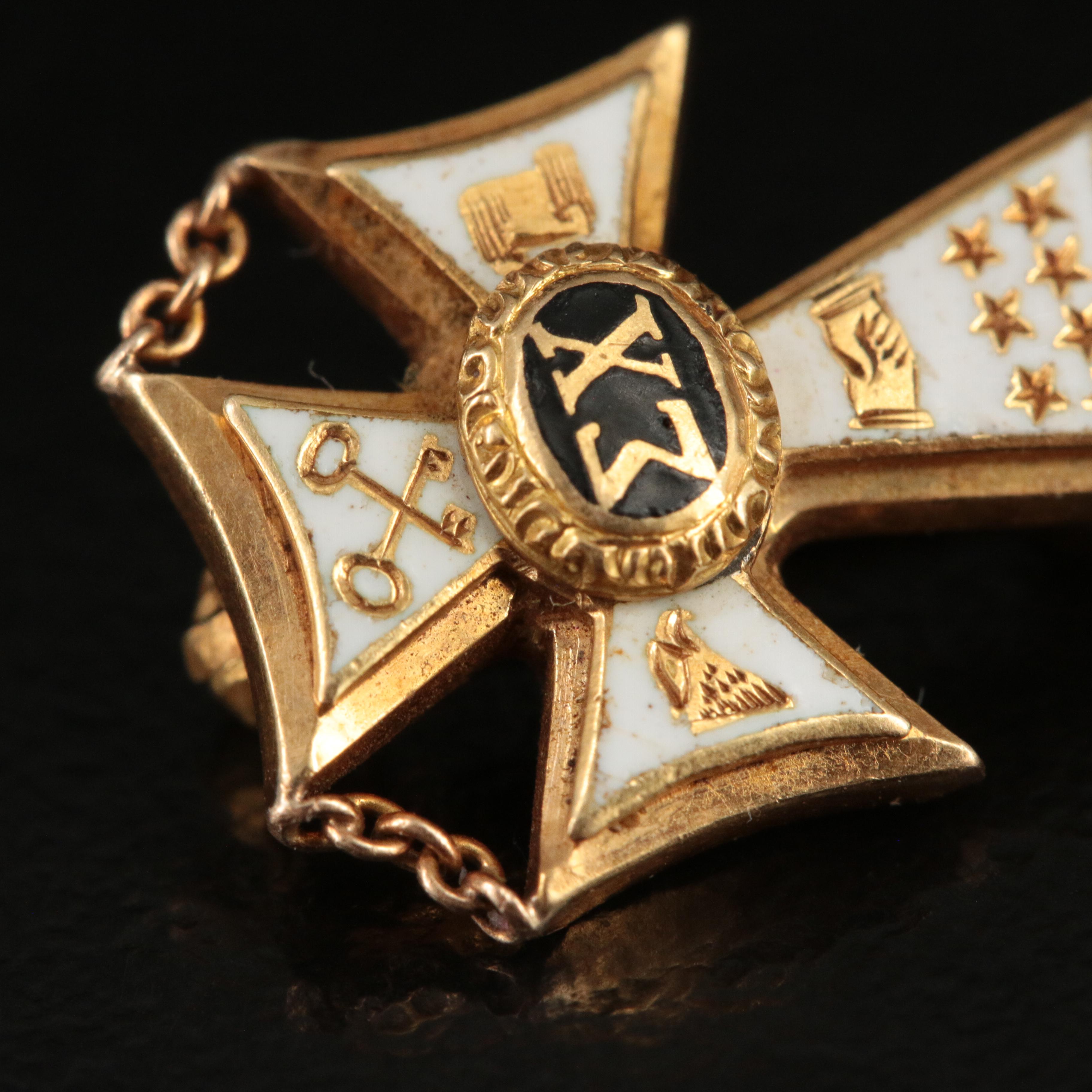 Tiffany & Co. 18K and Enamel Sigma Chi Fraternity Pin