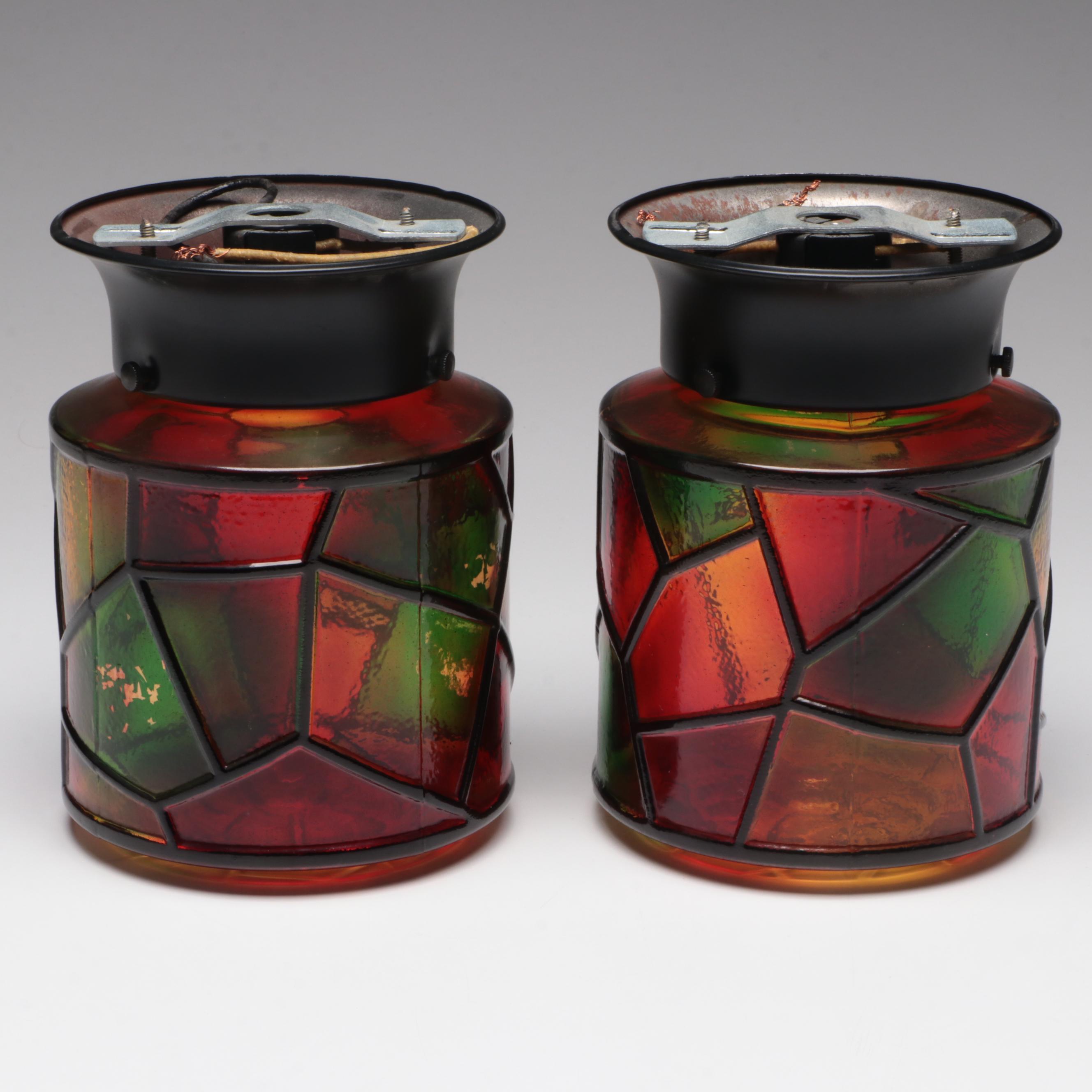 Pair of Stained Glass Ceiling Lights, 21st Century