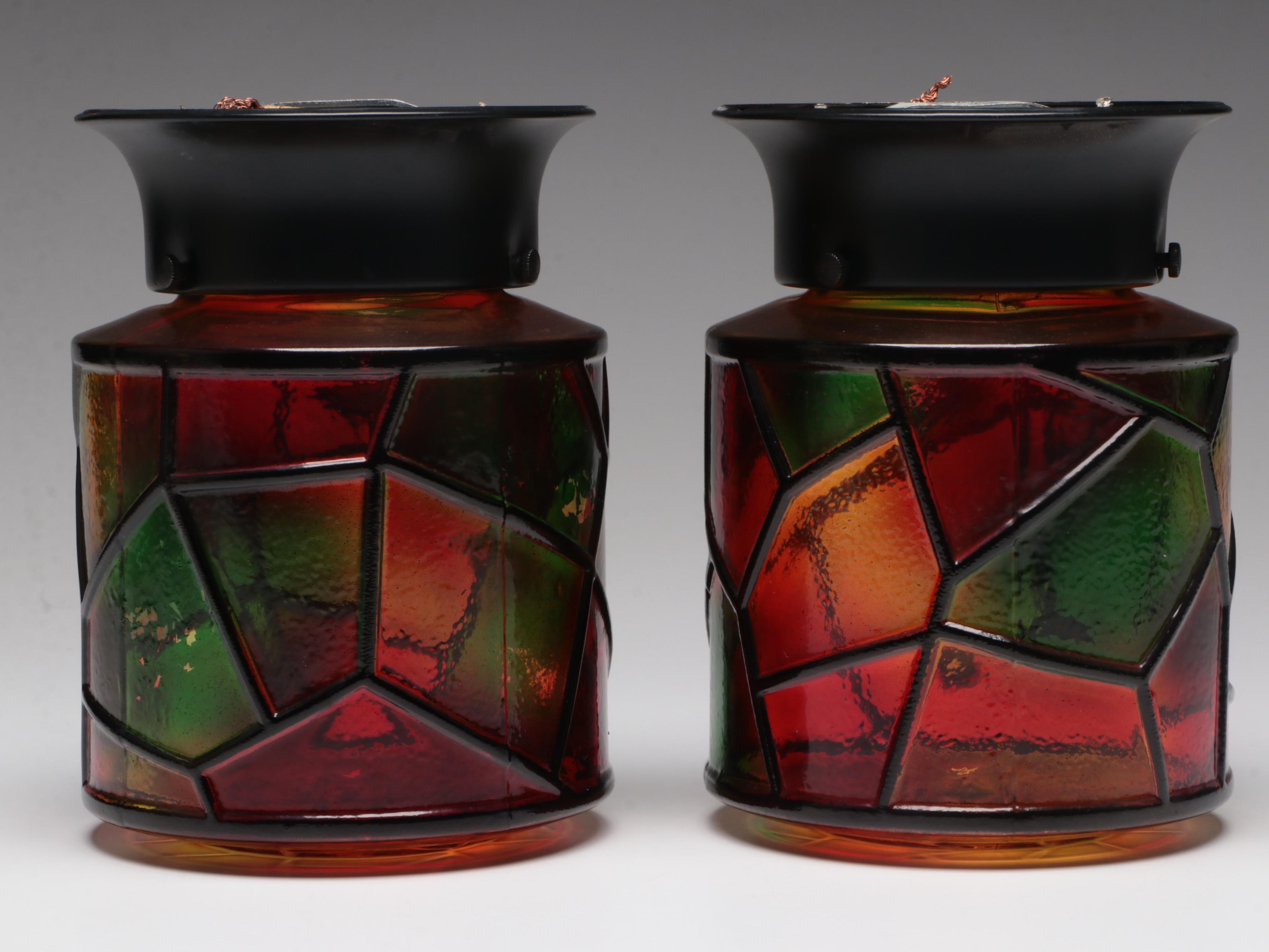 Pair of Stained Glass Ceiling Lights, 21st Century