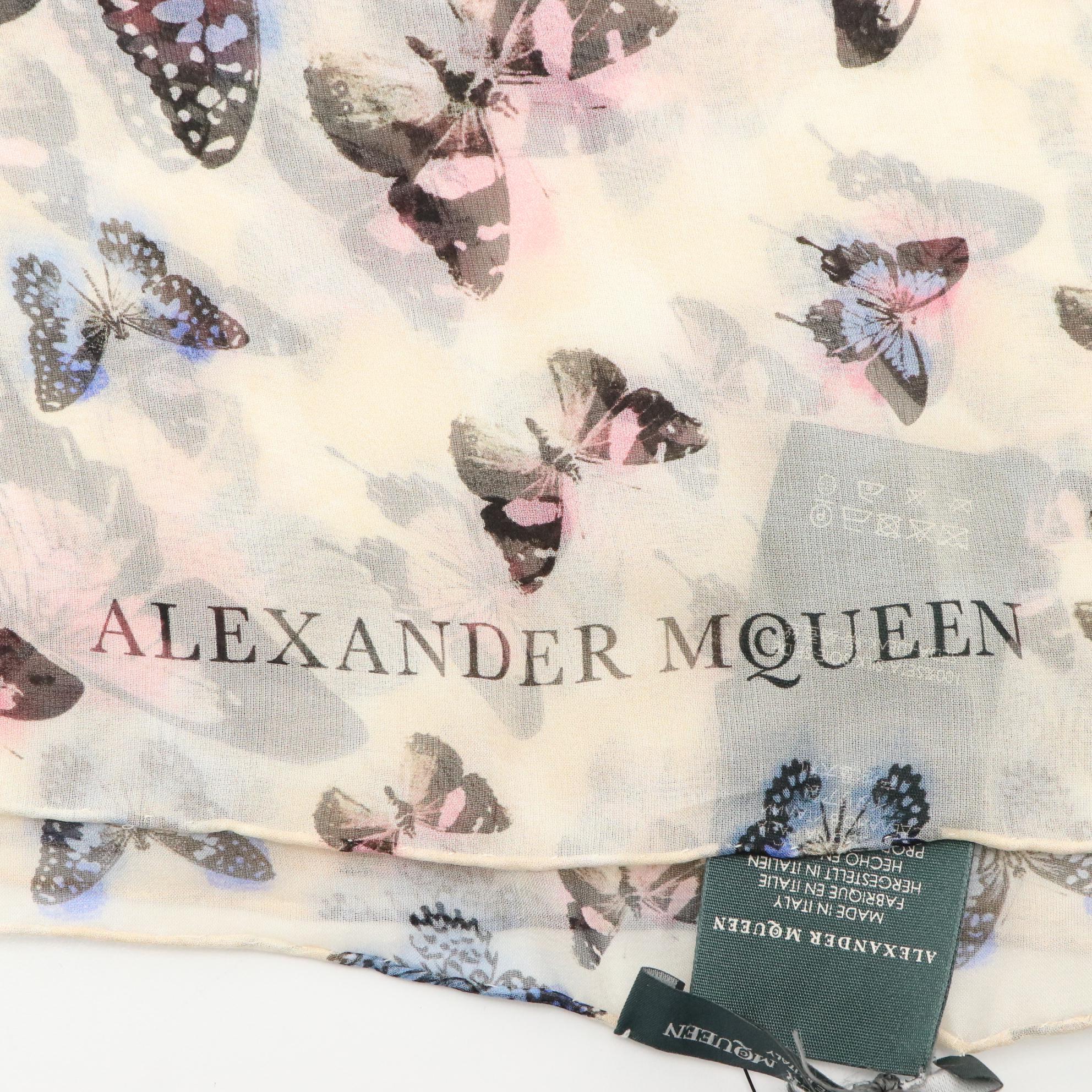 Alexander McQueen "Butterfly Flight" Silk Chiffon Scarf with Tags
