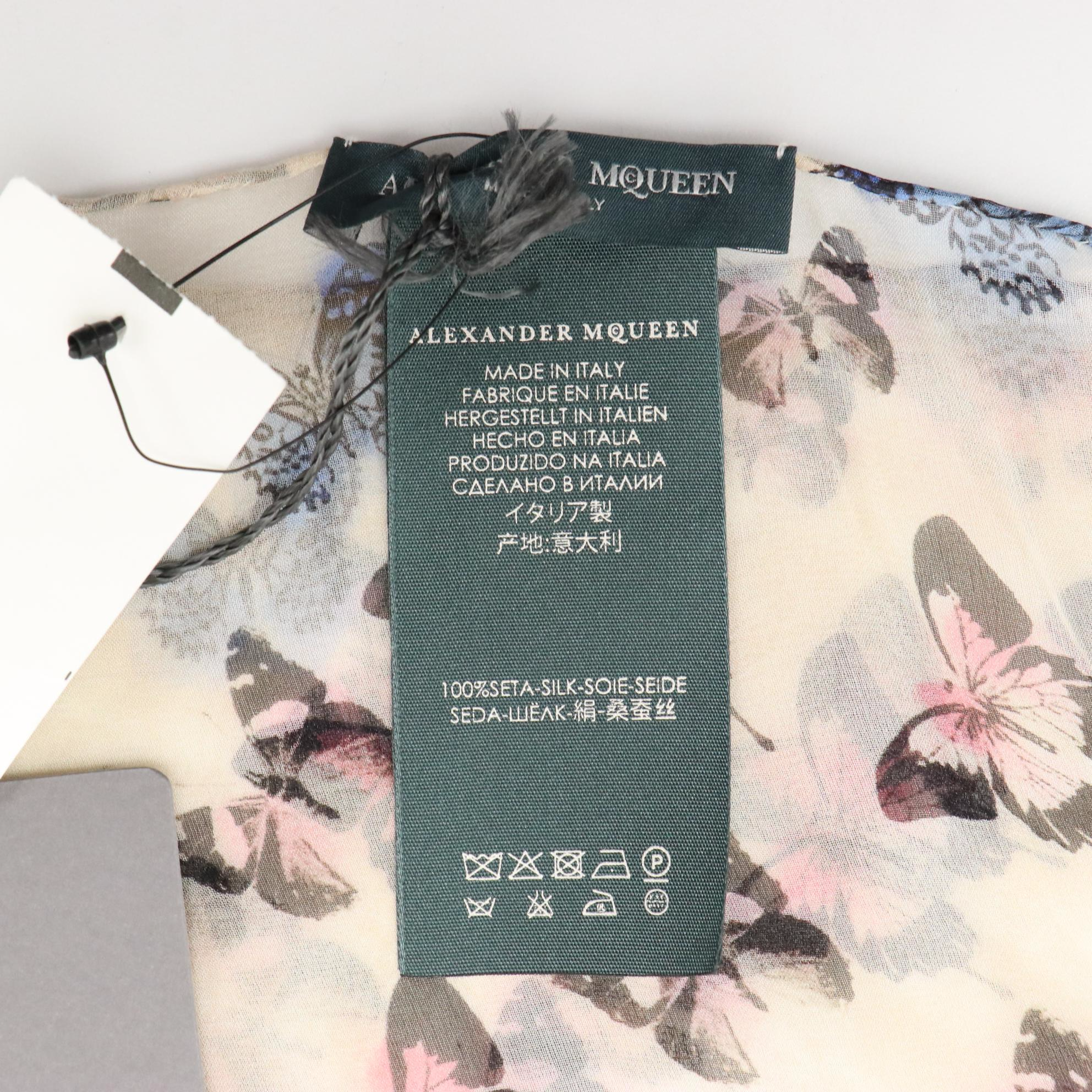 Alexander McQueen "Butterfly Flight" Silk Chiffon Scarf with Tags
