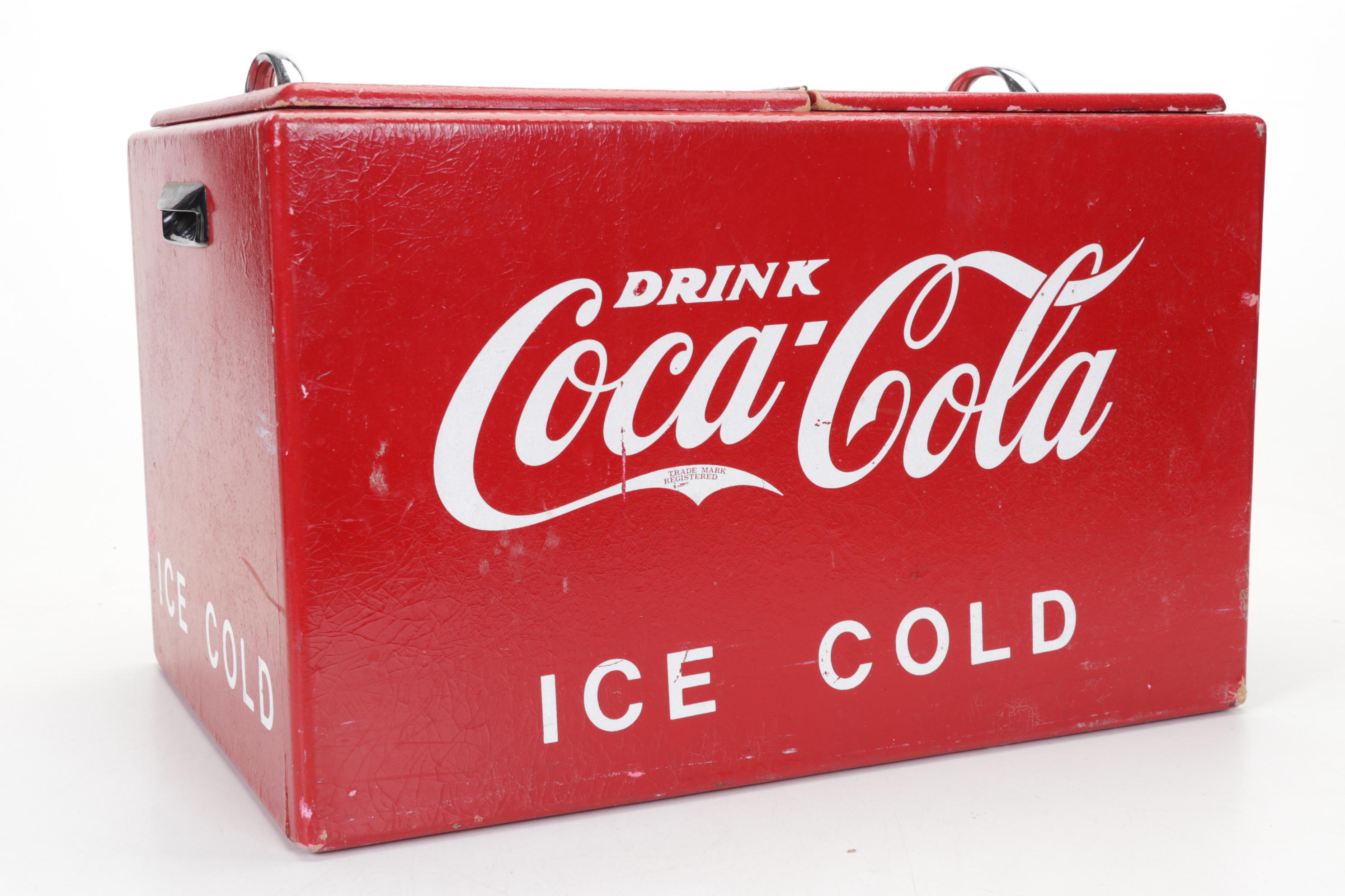 CocaCola Ice Chest, Wooden Crate, and Thermometer Everything But The
