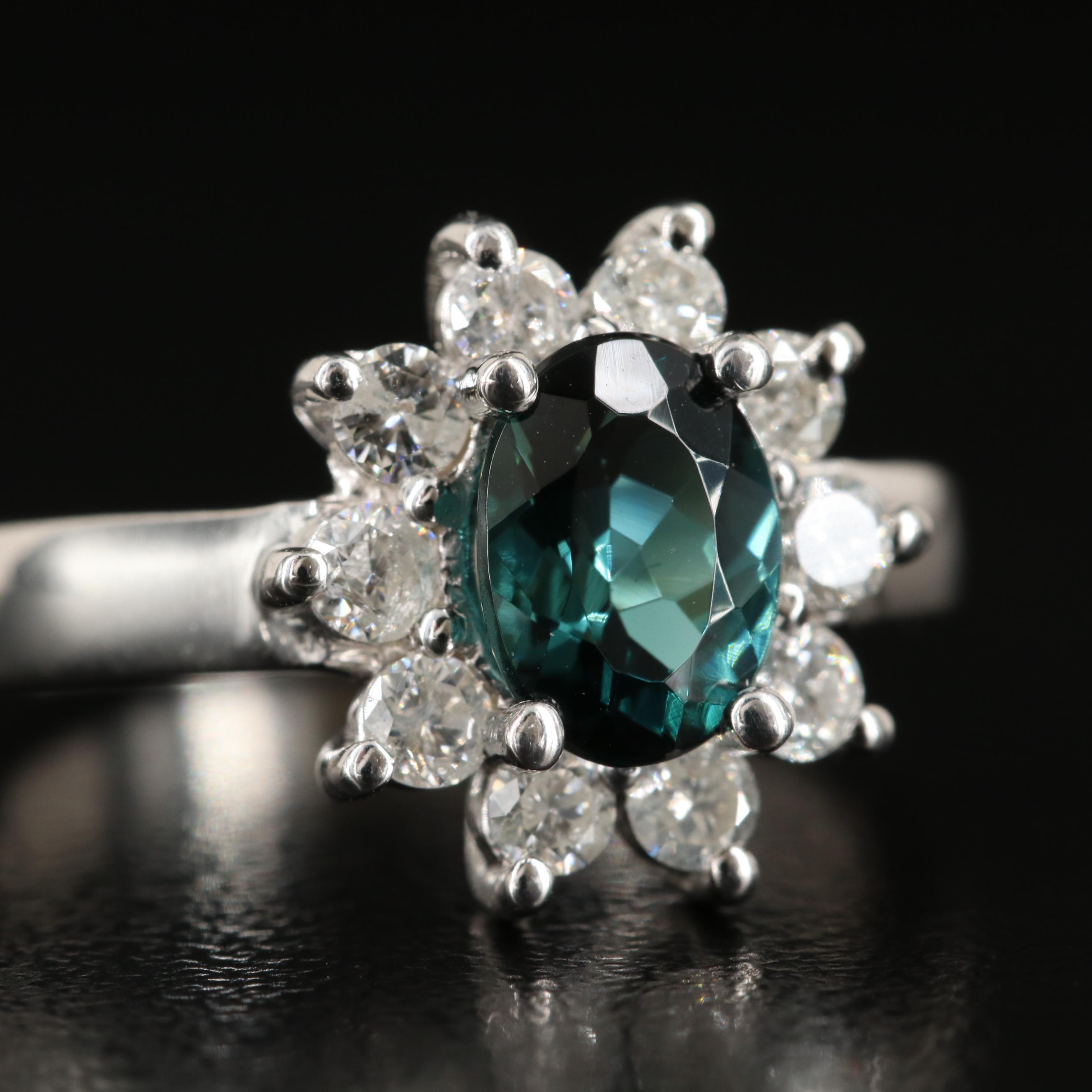 14K Tourmaline and Diamond Halo Ring