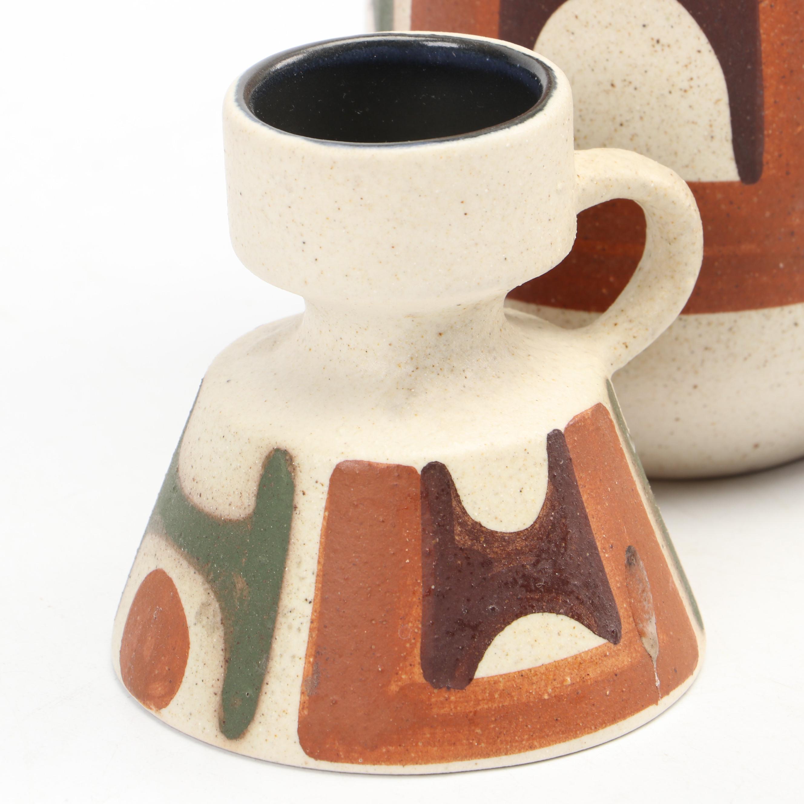 Lapid Ceramics Mid-Century Vase and Candleholders