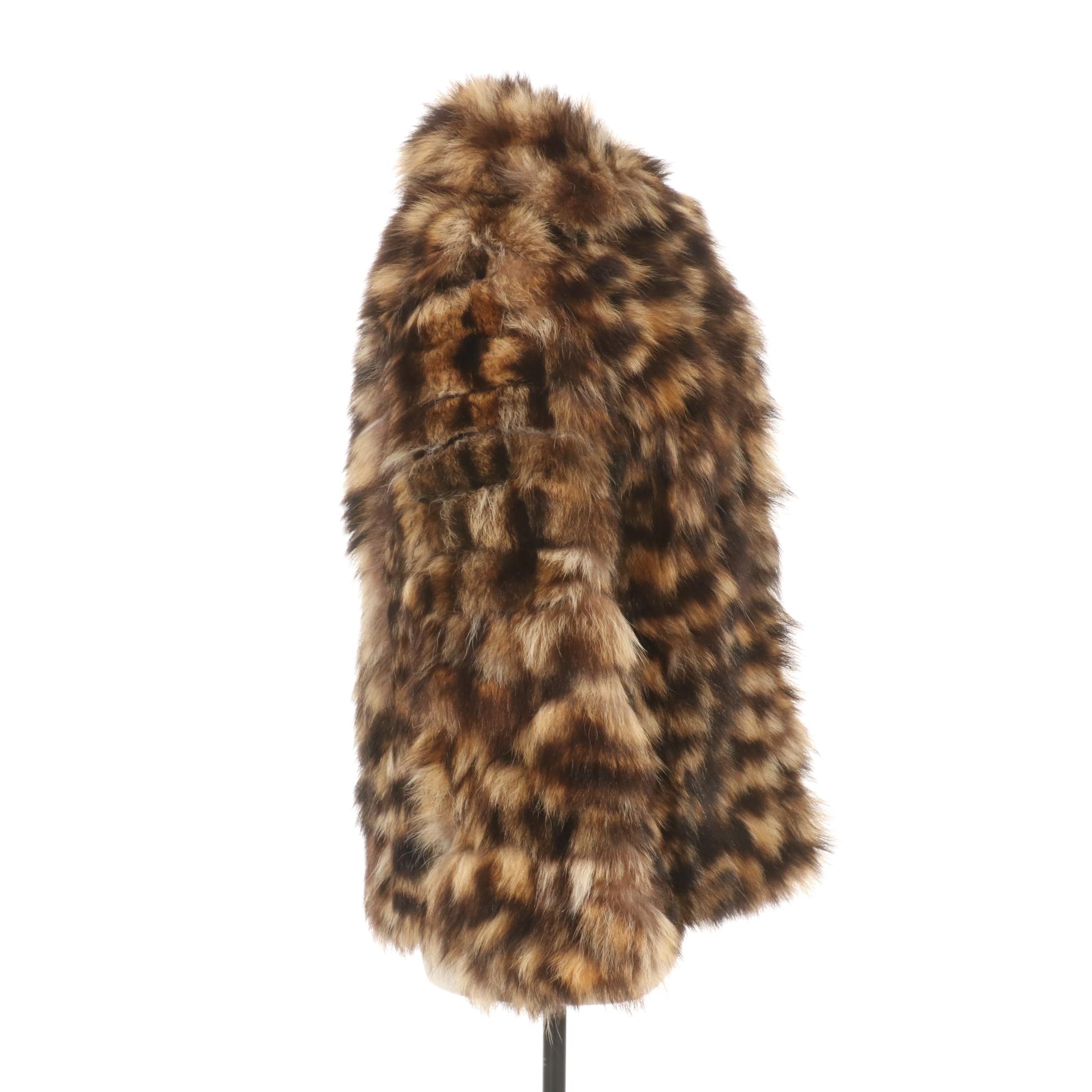 Raccoon Fur Coat with Shawl Collar