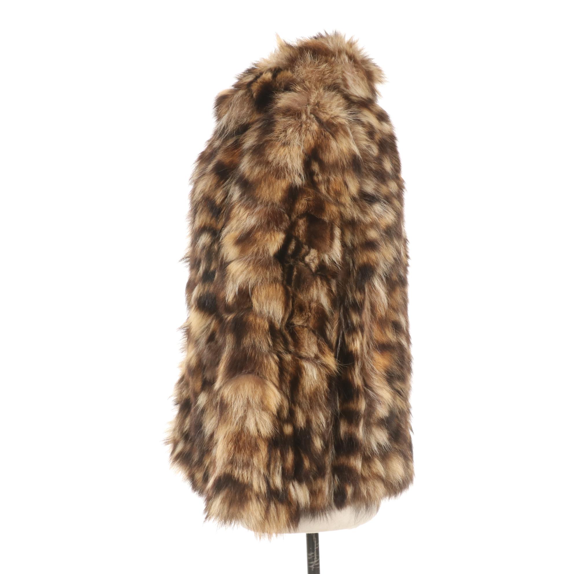 Raccoon Fur Coat with Shawl Collar