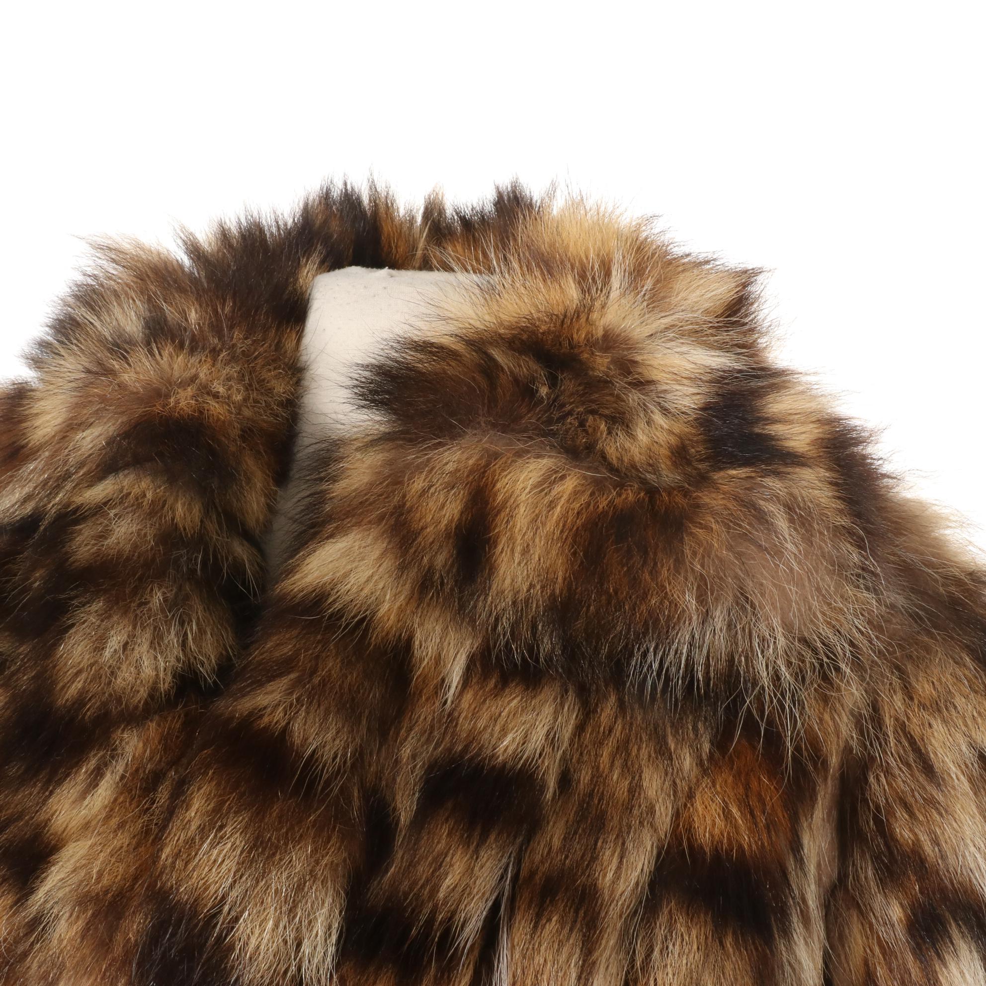 Raccoon Fur Coat with Shawl Collar