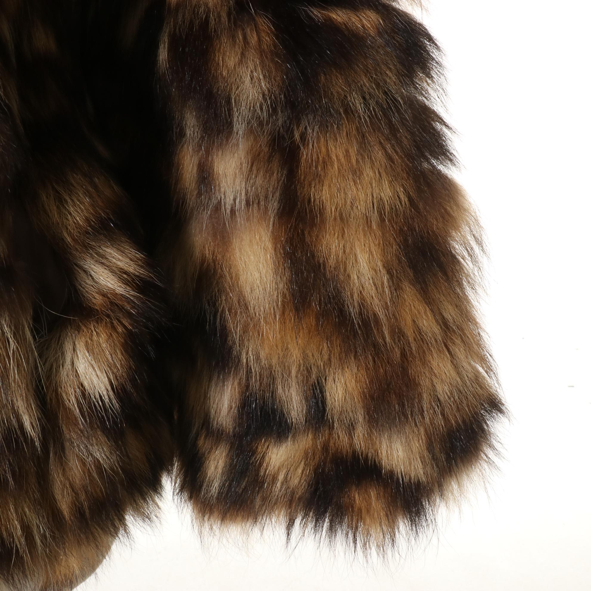 Raccoon Fur Coat with Shawl Collar