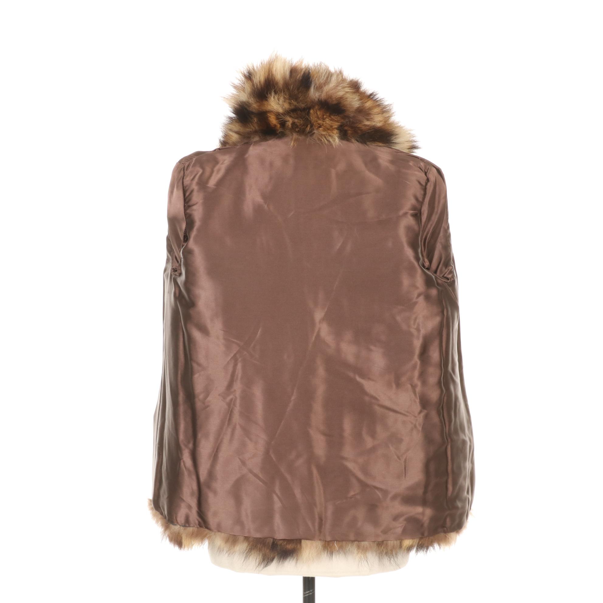 Raccoon Fur Coat with Shawl Collar
