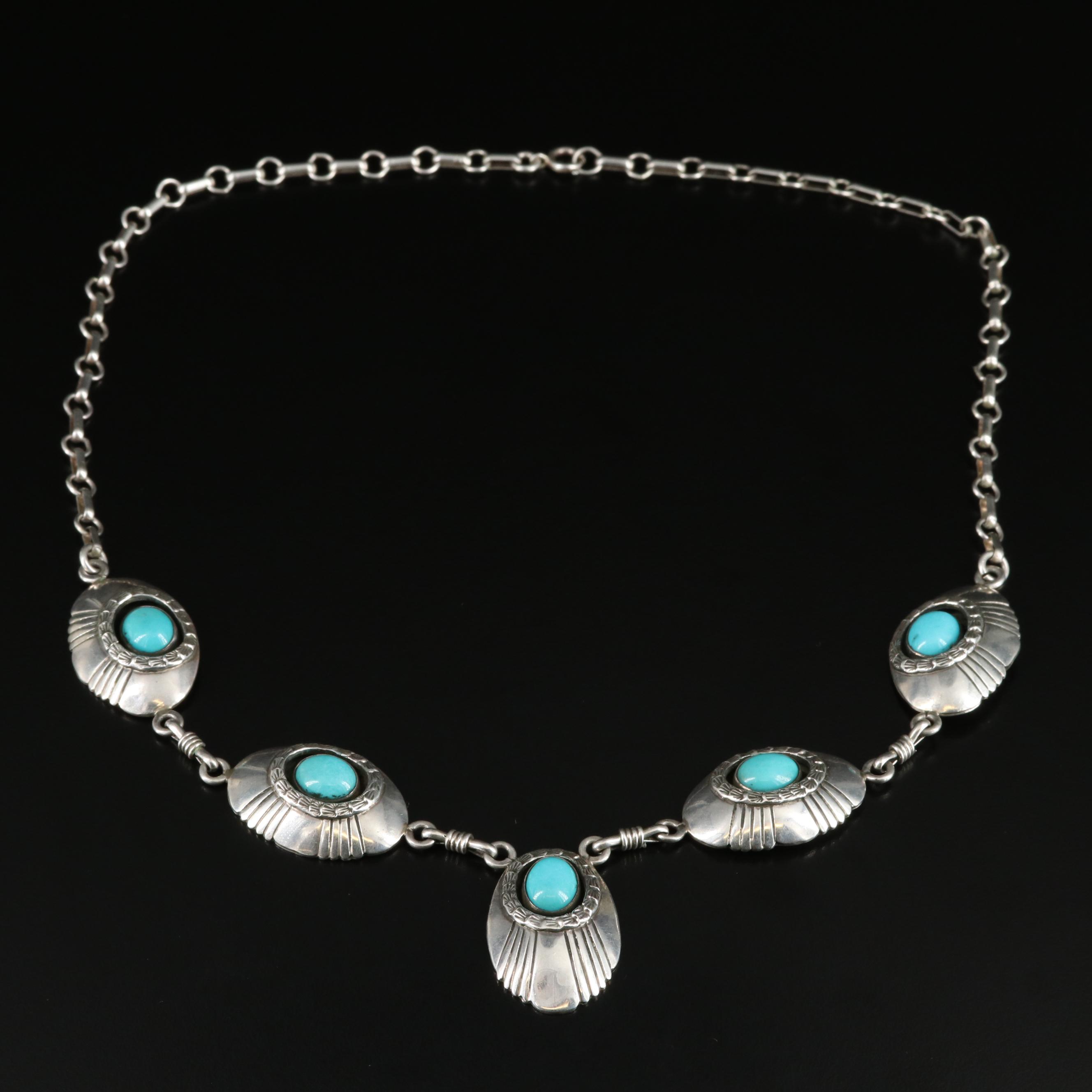 Southwestern Sterling Turquoise Necklace