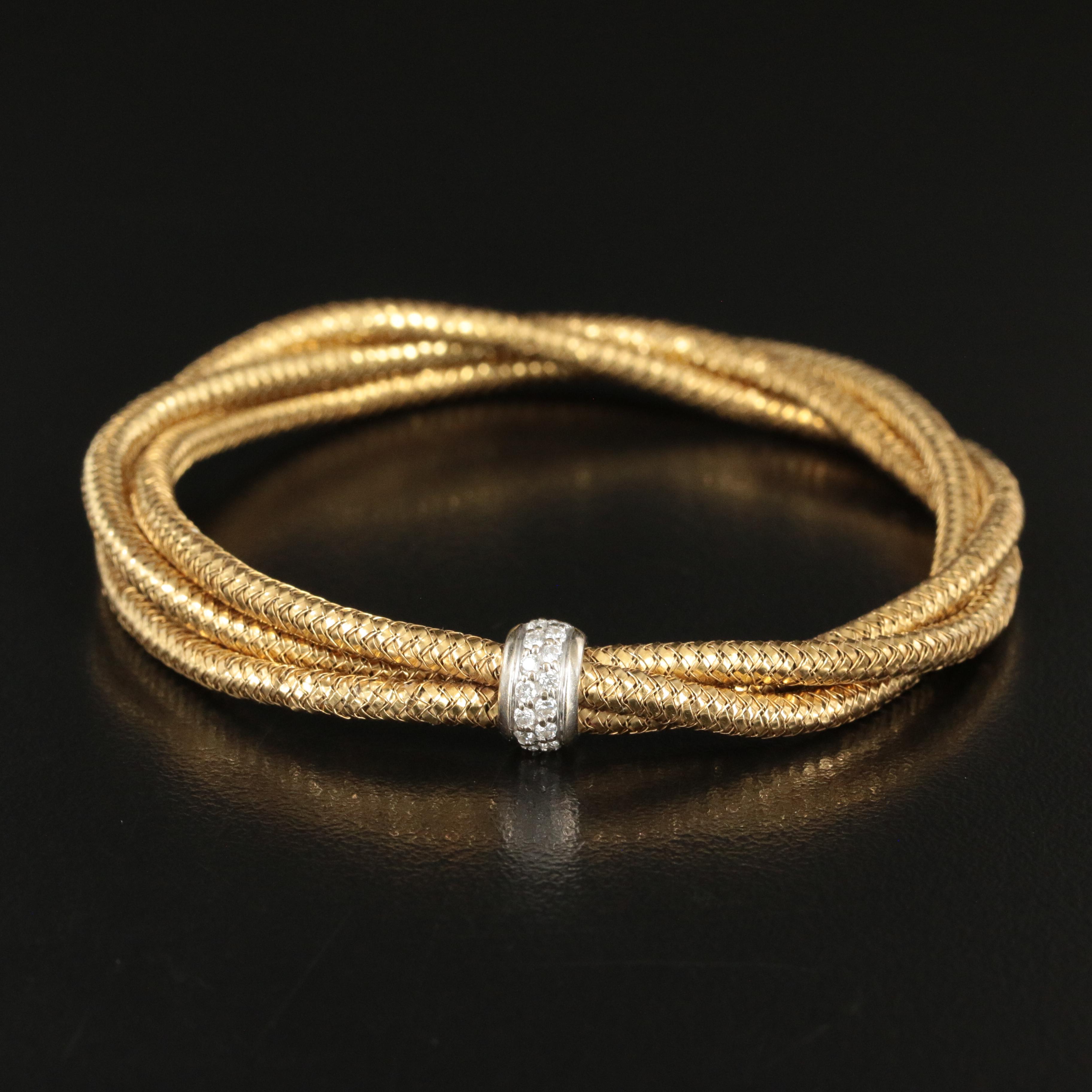 Roberto Coin "Primavera" 18K 0.30 CTW Diamond Triple Braided Flexible Bracelet