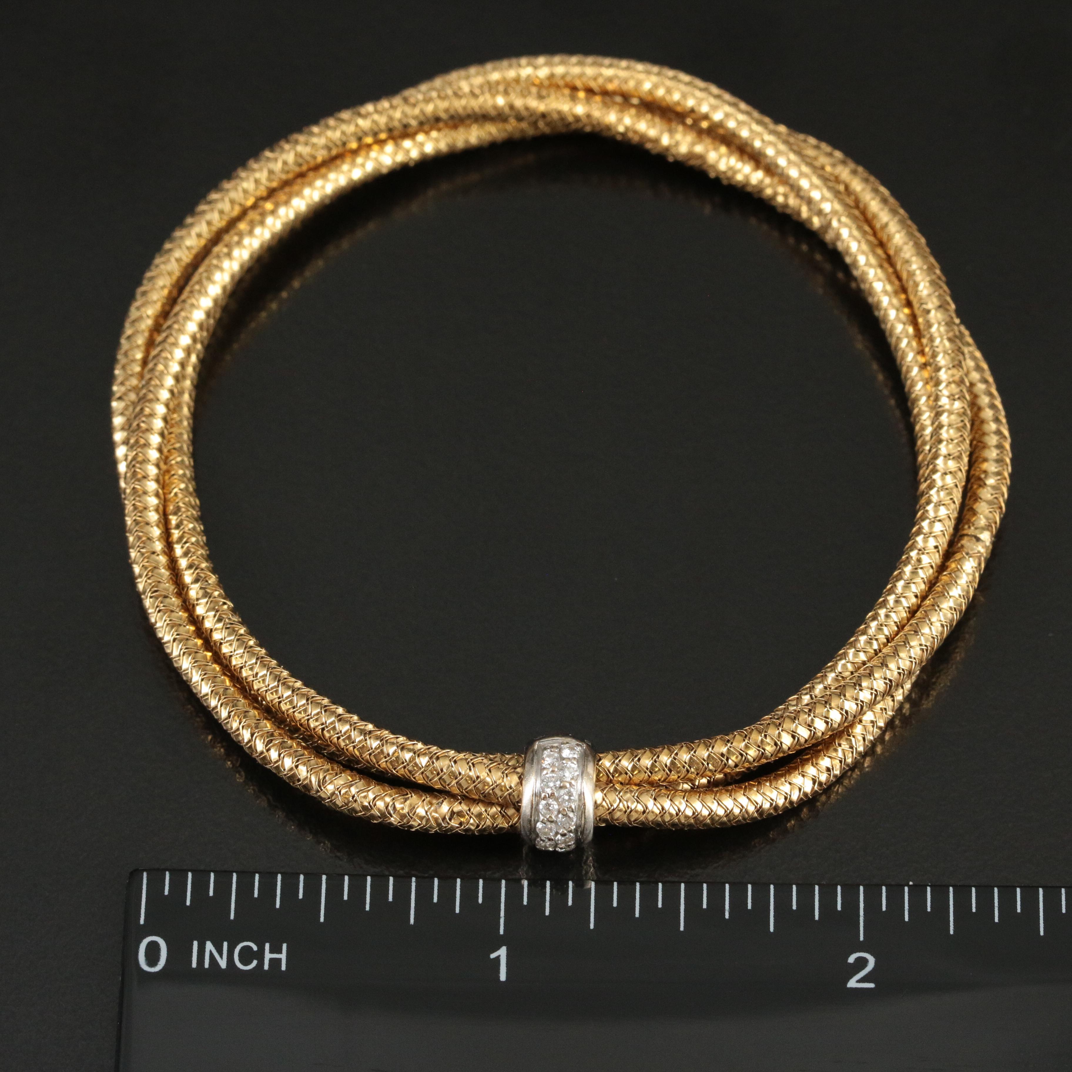 Roberto Coin "Primavera" 18K 0.30 CTW Diamond Triple Braided Flexible Bracelet