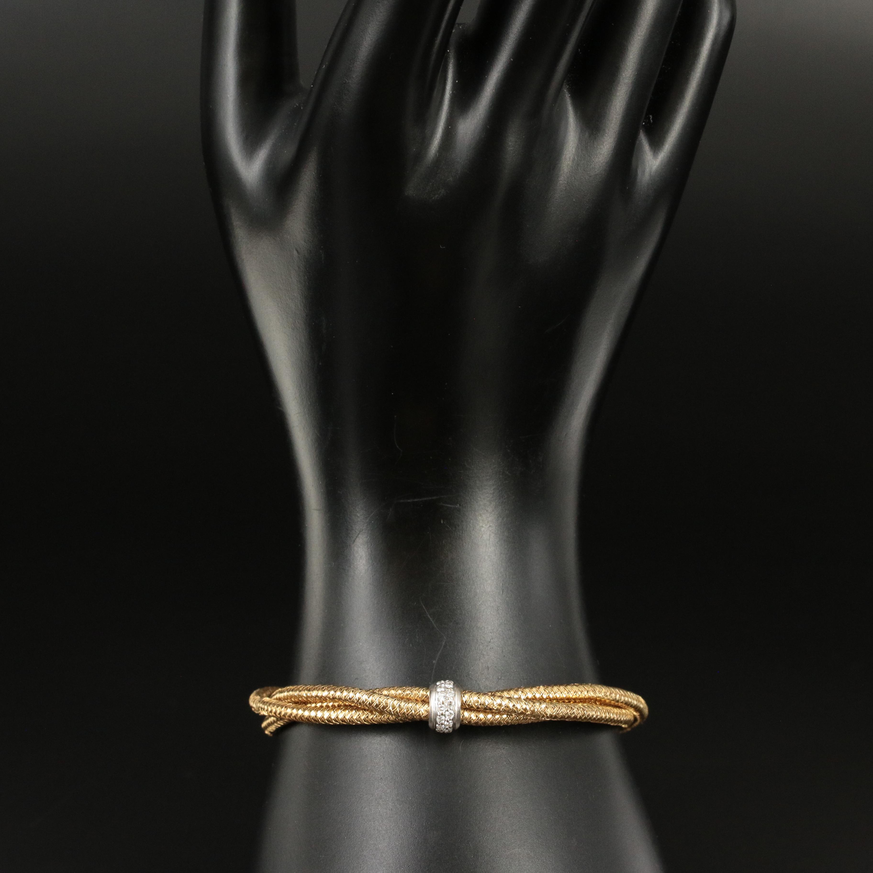 Roberto Coin "Primavera" 18K 0.30 CTW Diamond Triple Braided Flexible Bracelet