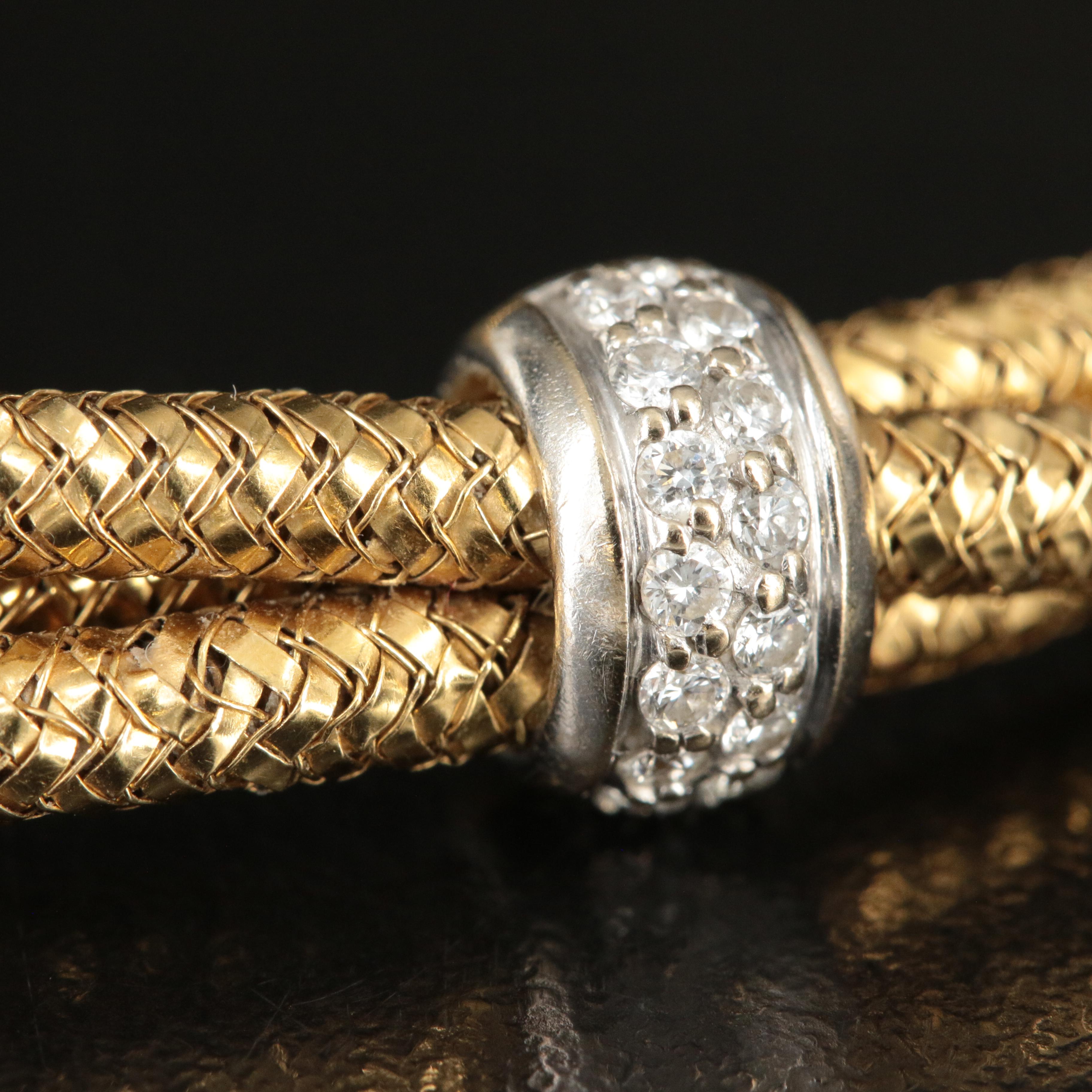 Roberto Coin "Primavera" 18K 0.30 CTW Diamond Triple Braided Flexible Bracelet