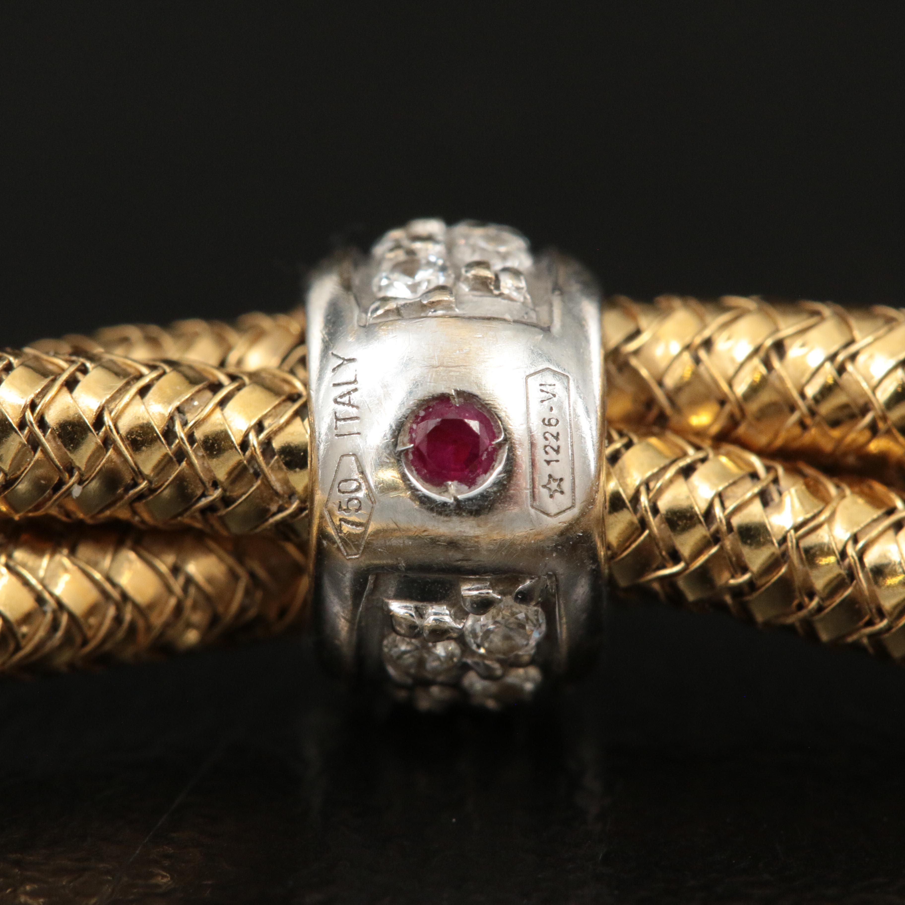 Roberto Coin "Primavera" 18K 0.30 CTW Diamond Triple Braided Flexible Bracelet