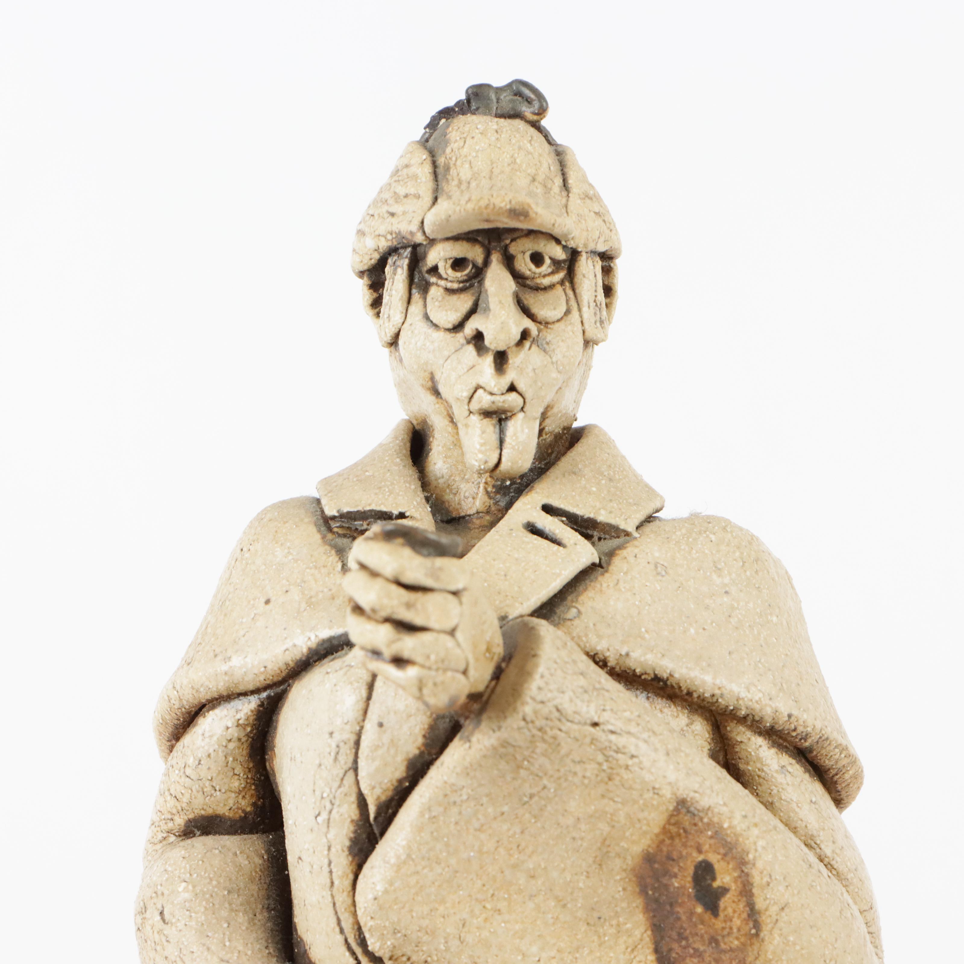 Signed Ceramic Sherlock Holmes Sculpture by James Robert Black, 1973