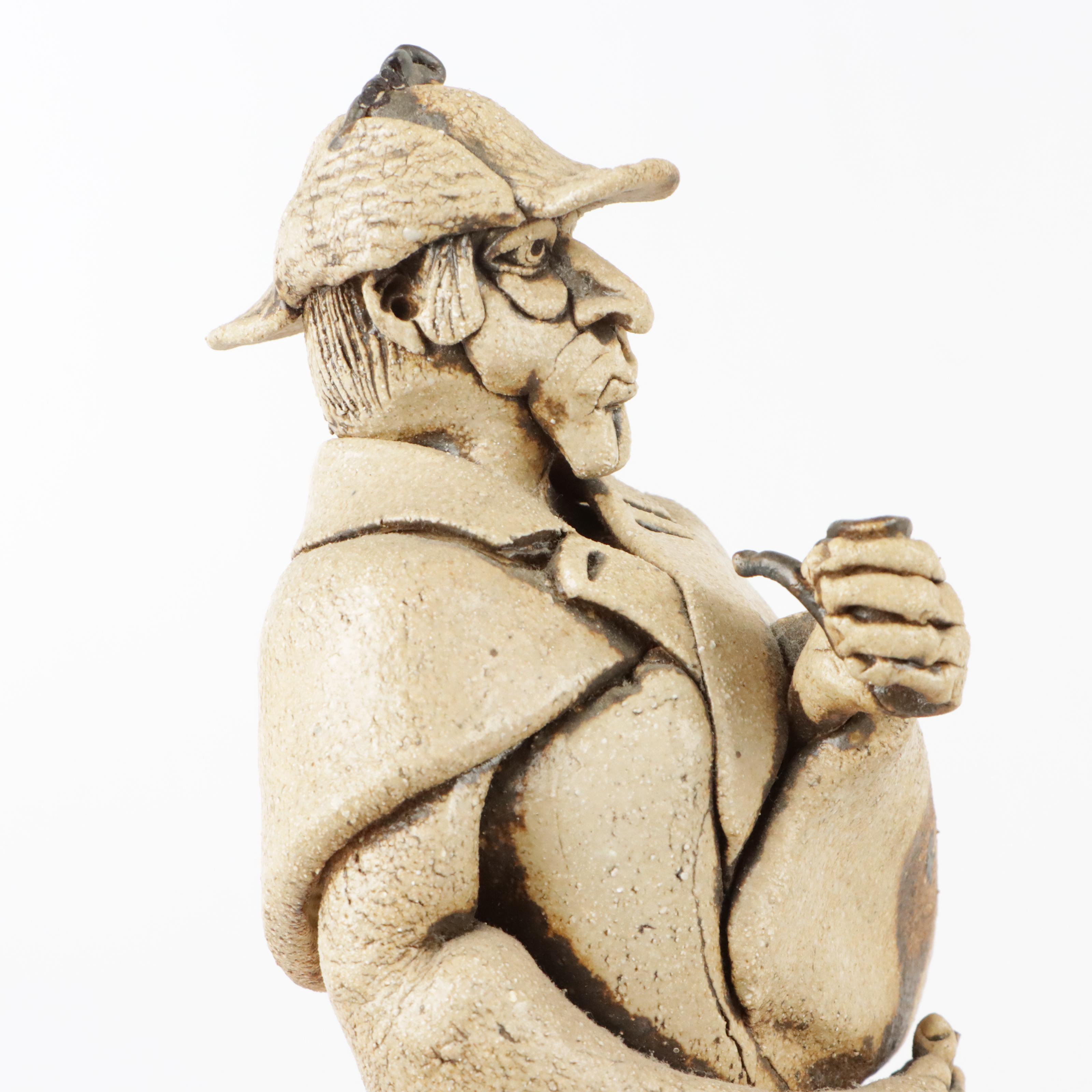 Signed Ceramic Sherlock Holmes Sculpture by James Robert Black, 1973