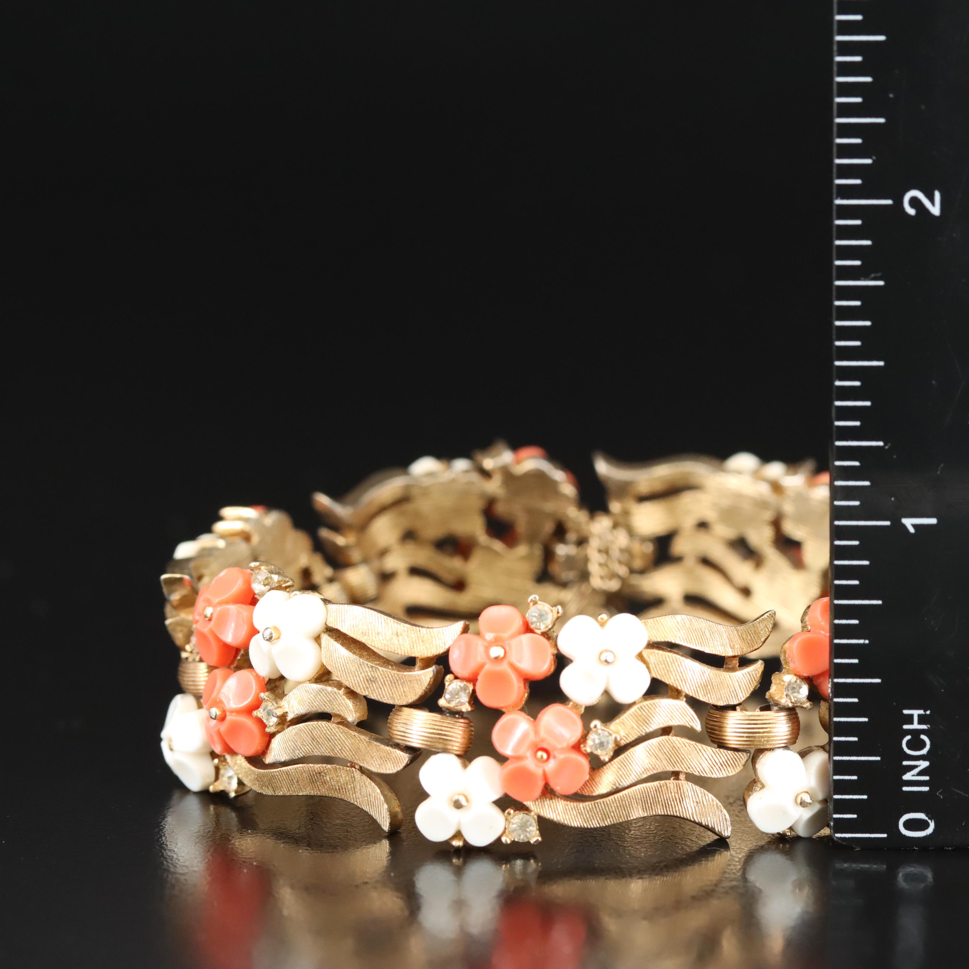 Vintage Crown Trifari Floral Necklace and Bracelet Set