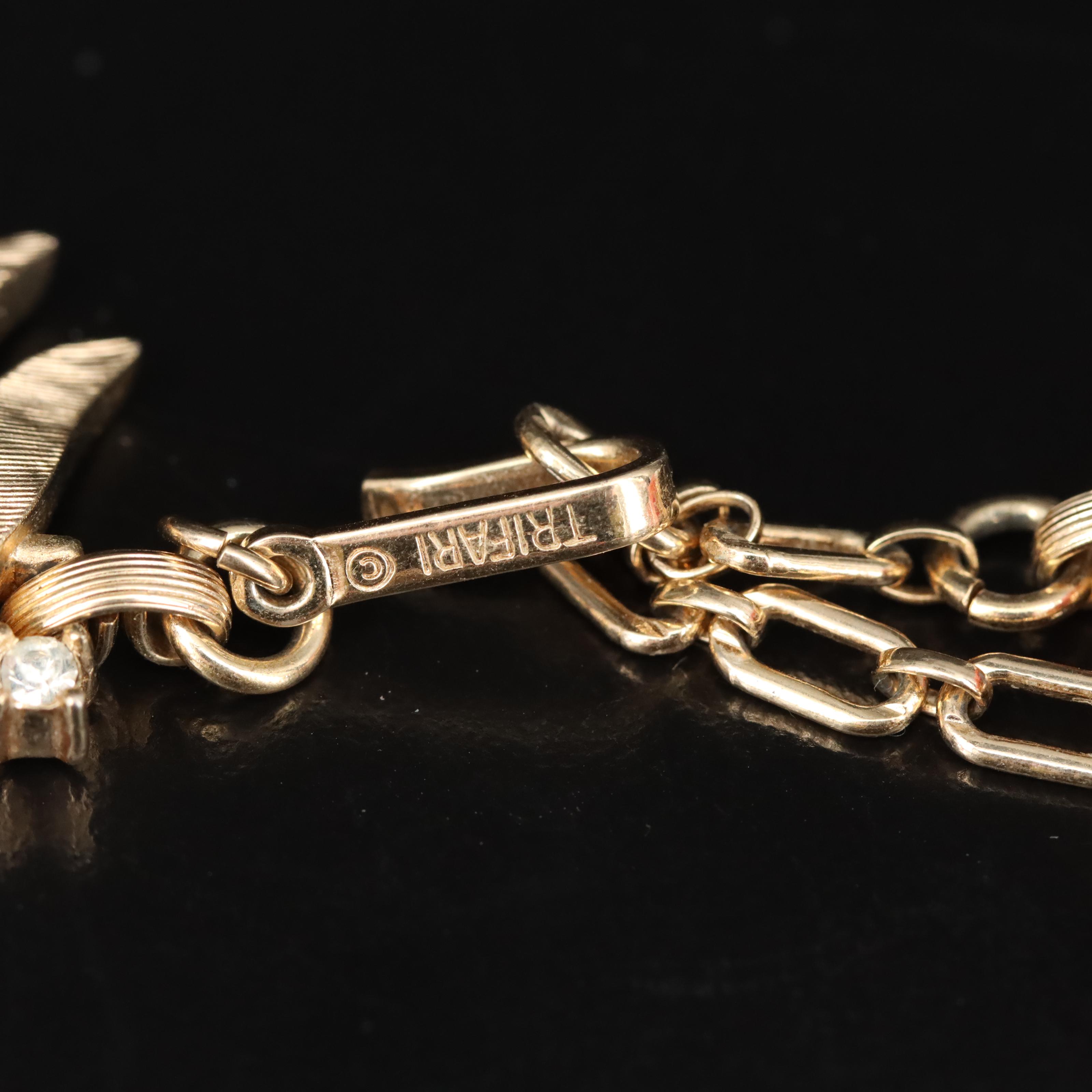 Vintage Crown Trifari Floral Necklace and Bracelet Set