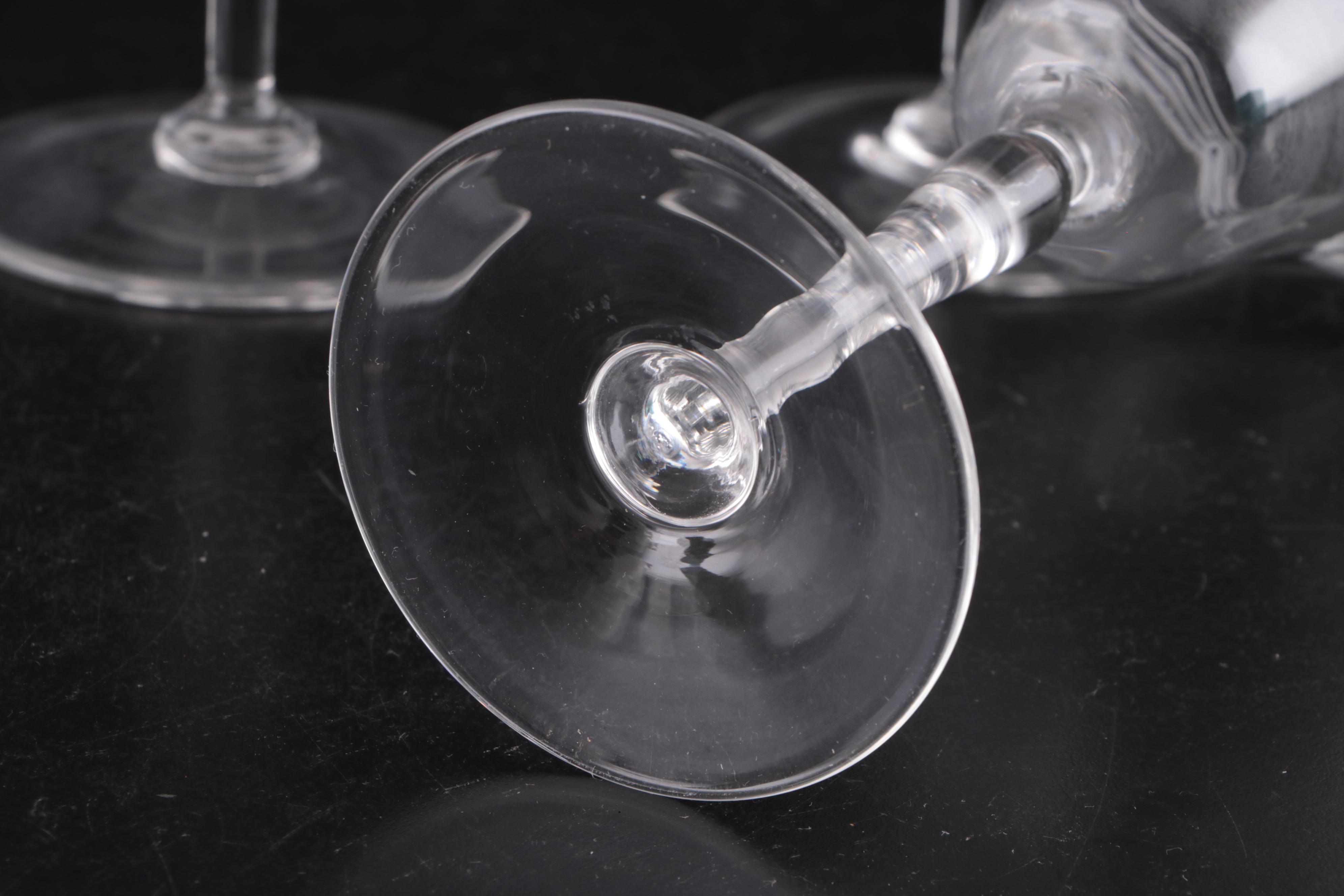 Art Deco Style Needle Etched Wine Glasses, Early to Mid-20th Century