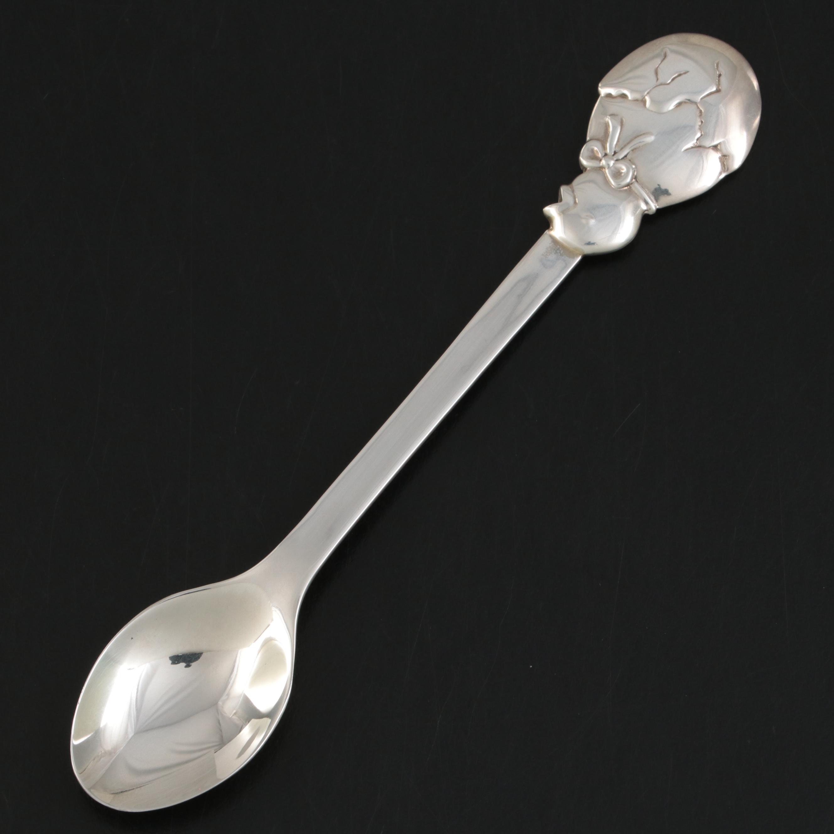 Tiffany & Co. Sterling Silver Infant Feeding Spoon with Hatching Chick Handle